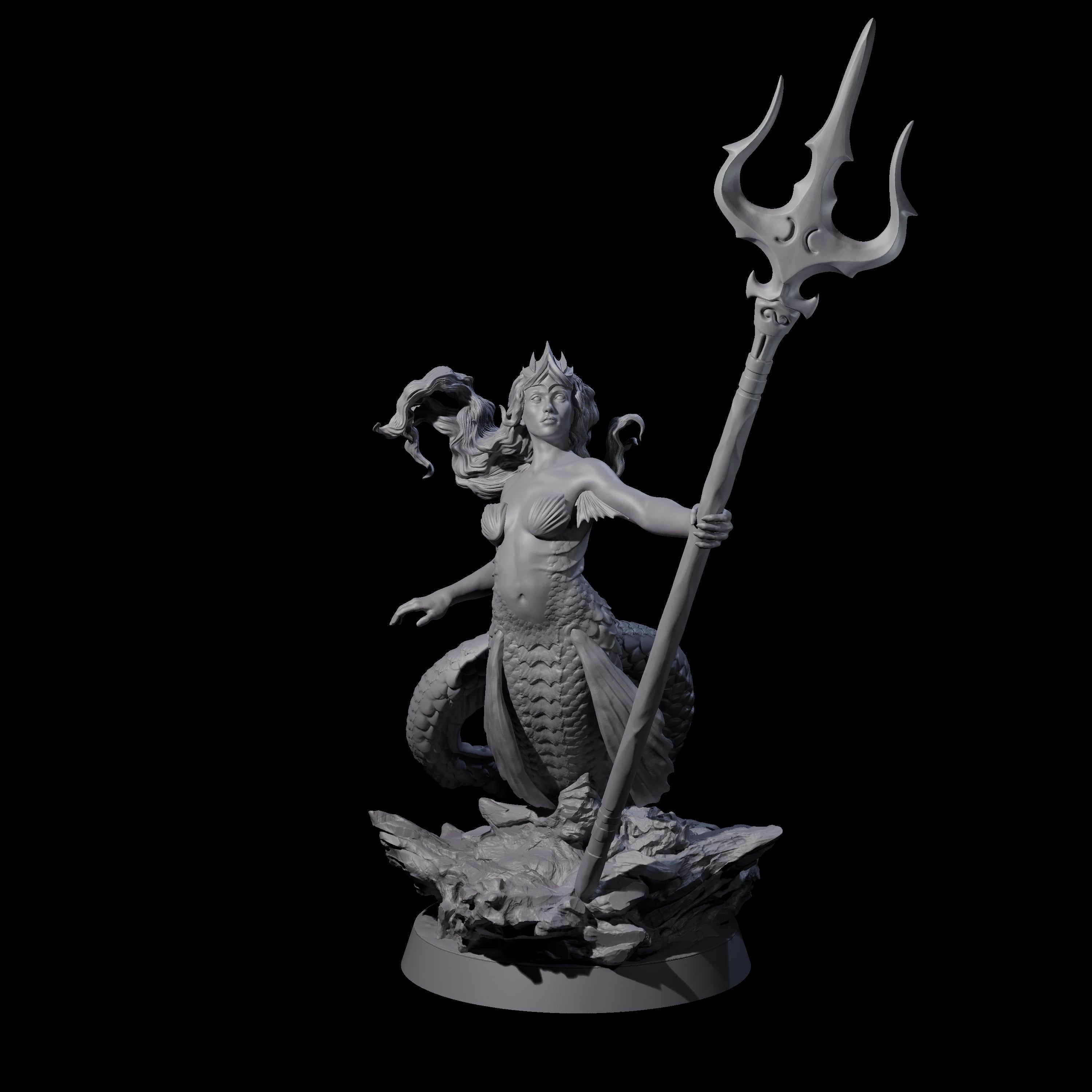 Queen Mermaid Miniature for Dungeons and Dragons, Pathfinder or other TTRPGs