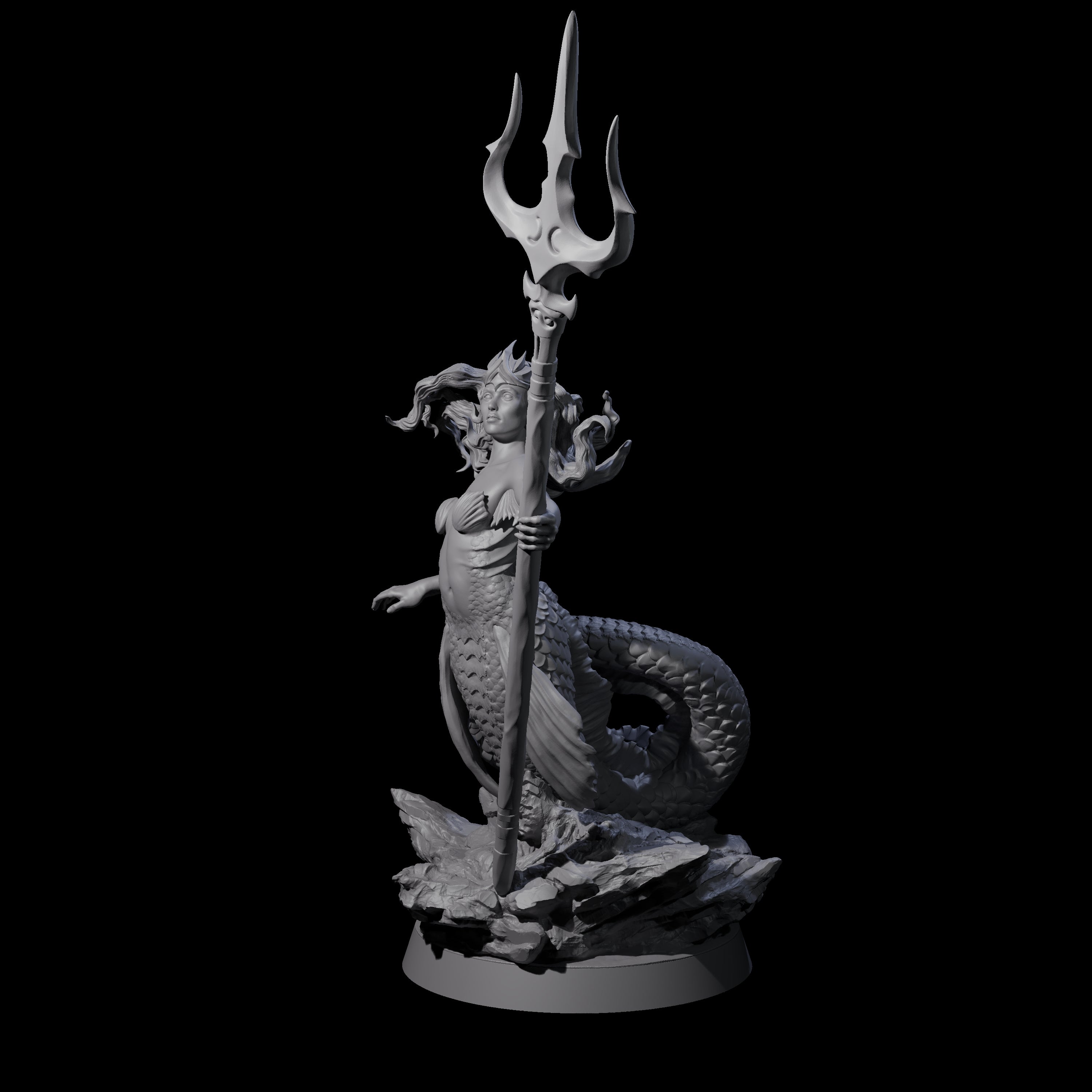 Queen Mermaid Miniature for Dungeons and Dragons, Pathfinder or other TTRPGs