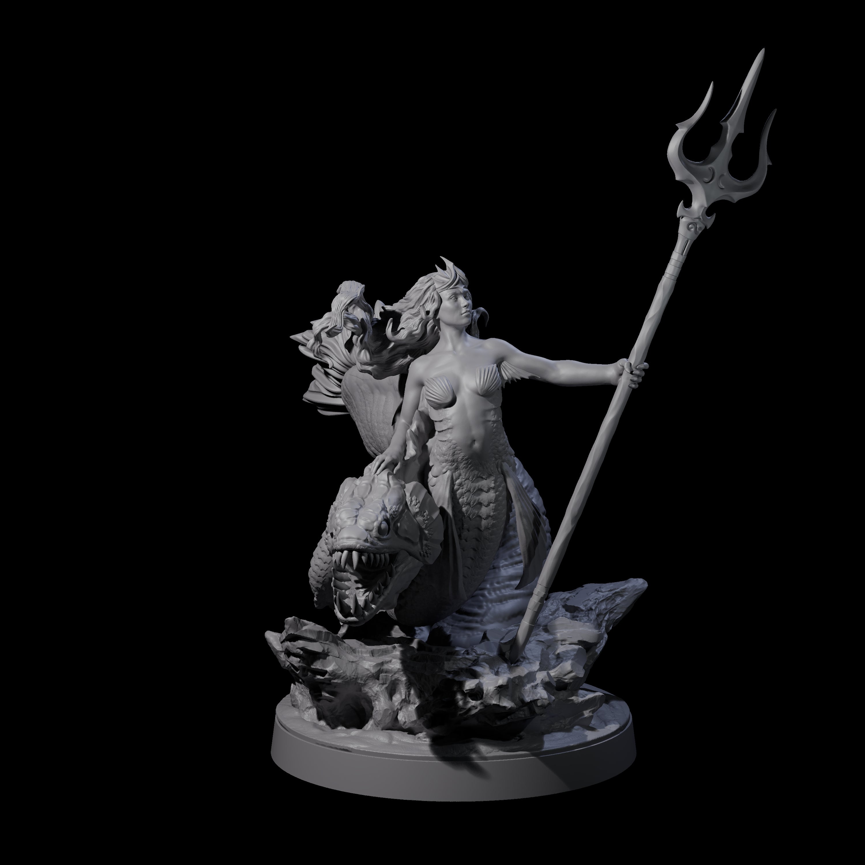 Queen Mermaid with Eel Pet Miniature for Dungeons and Dragons, Pathfinder or other TTRPGs