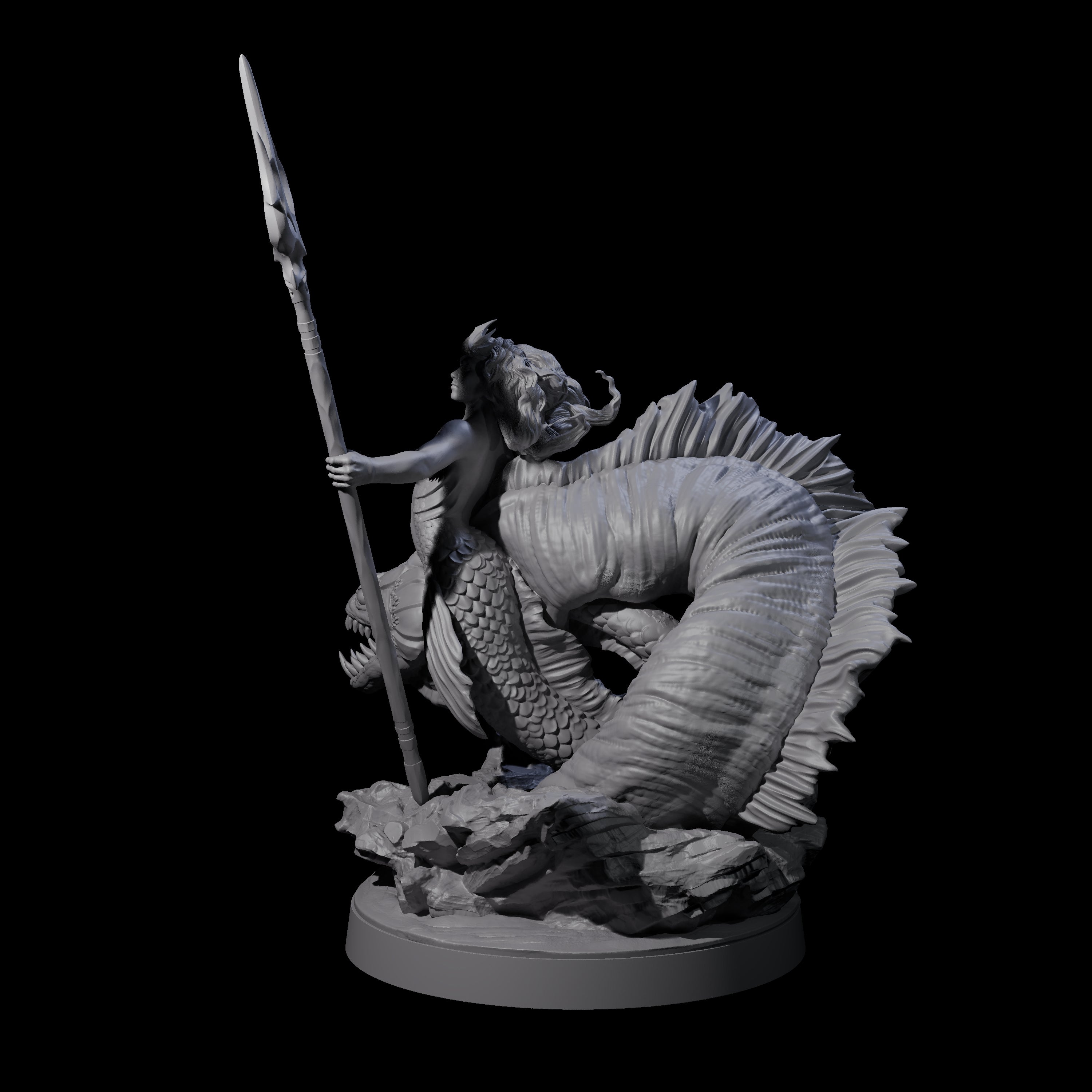 Queen Mermaid with Eel Pet Miniature for Dungeons and Dragons, Pathfinder or other TTRPGs