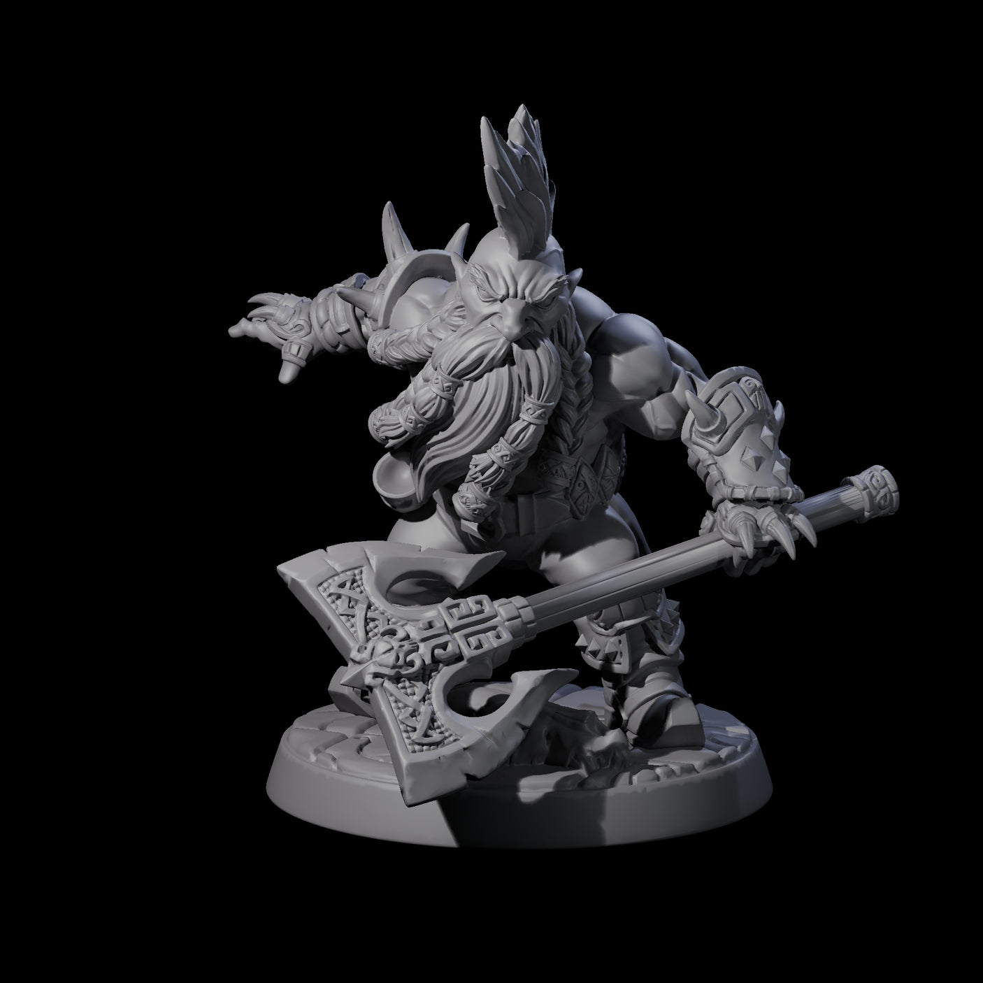 Raging Berserker Dwarf C Miniature for Dungeons and Dragons, Pathfinder or other TTRPGs