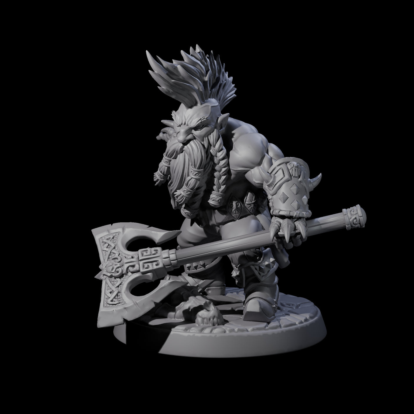 Raging Berserker Dwarf C Miniature for Dungeons and Dragons, Pathfinder or other TTRPGs
