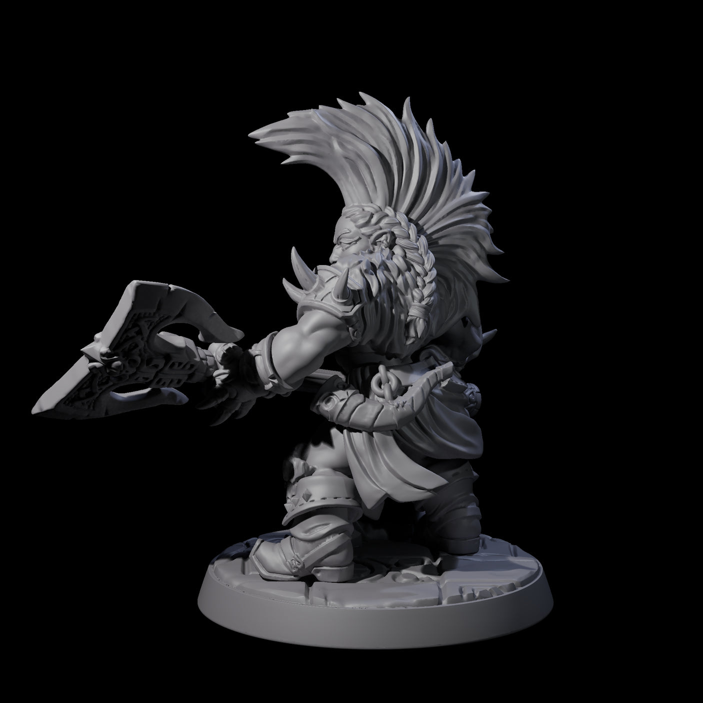 Raging Berserker Dwarf D Miniature for Dungeons and Dragons, Pathfinder or other TTRPGs