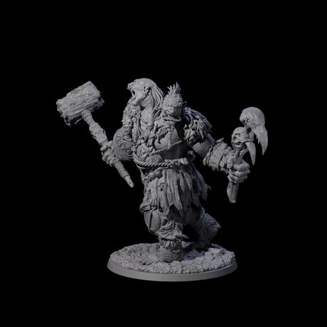 Raging Berserker Ettin Miniature for Dungeons and Dragons, Pathfinder or other TTRPGs