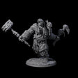Raging Berserker Ettin Miniature for Dungeons and Dragons, Pathfinder or other TTRPGs