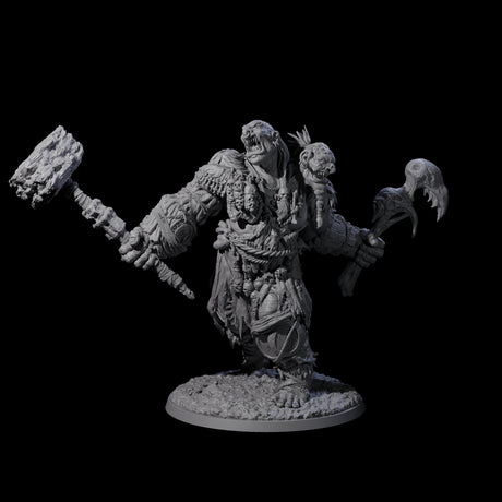 Raging Berserker Ettin Miniature for Dungeons and Dragons, Pathfinder or other TTRPGs