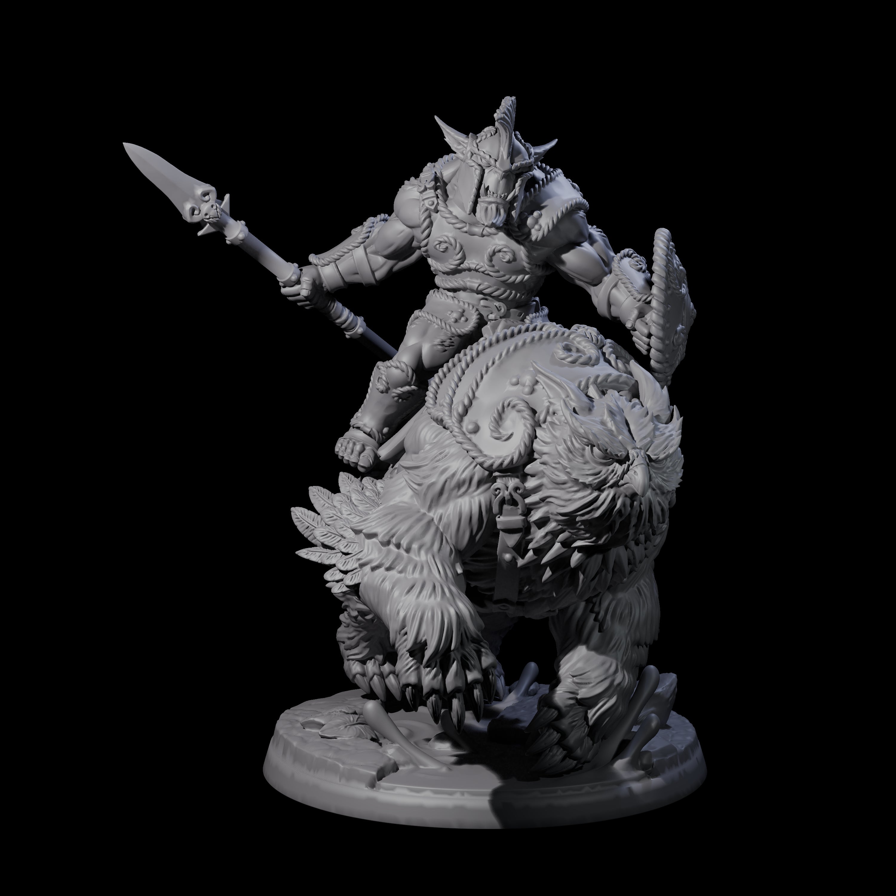 Raging Bugbear mounted on Owlbear A Miniature for Dungeons and Dragons, Pathfinder or other TTRPGs