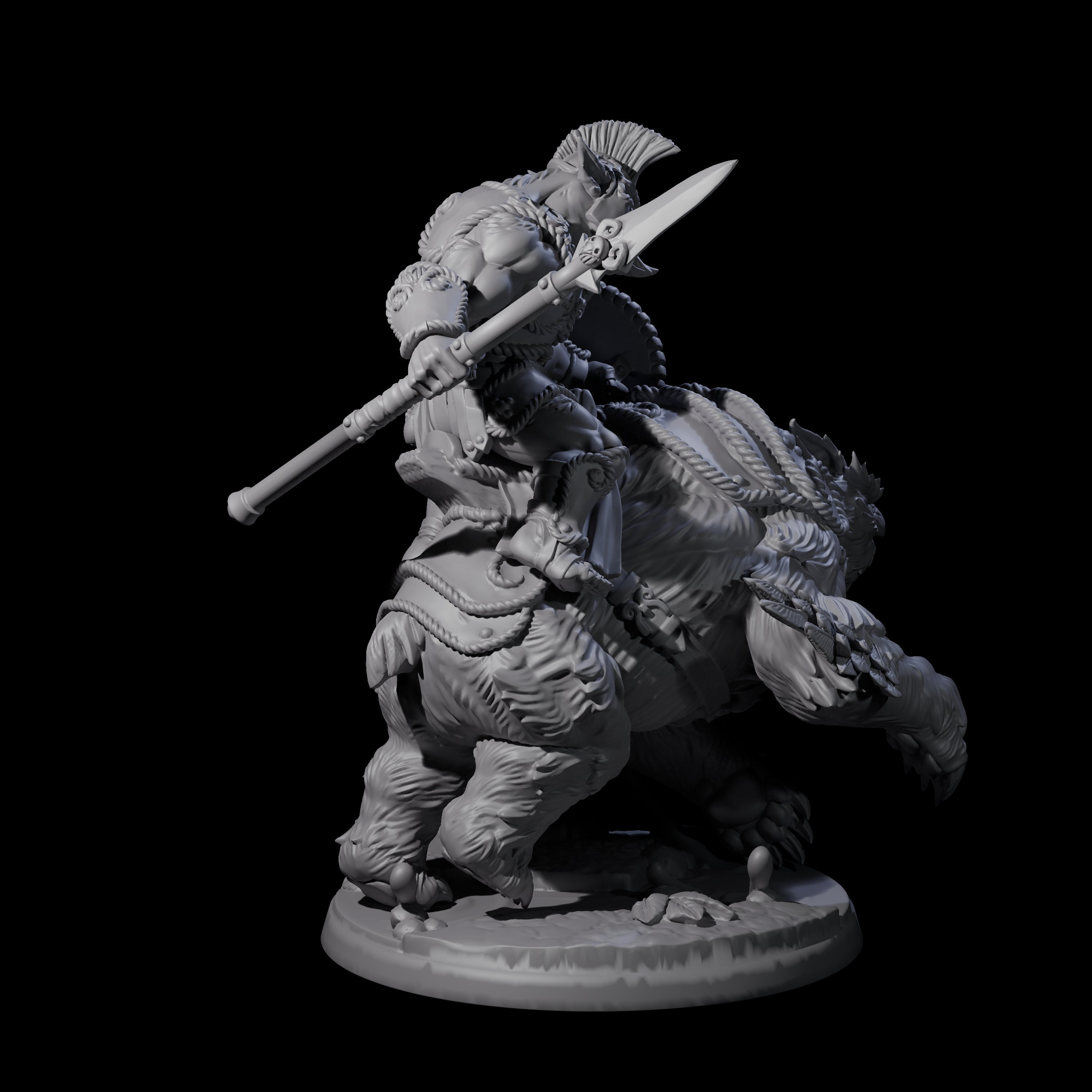 Raging Bugbear mounted on Owlbear A Miniature for Dungeons and Dragons, Pathfinder or other TTRPGs