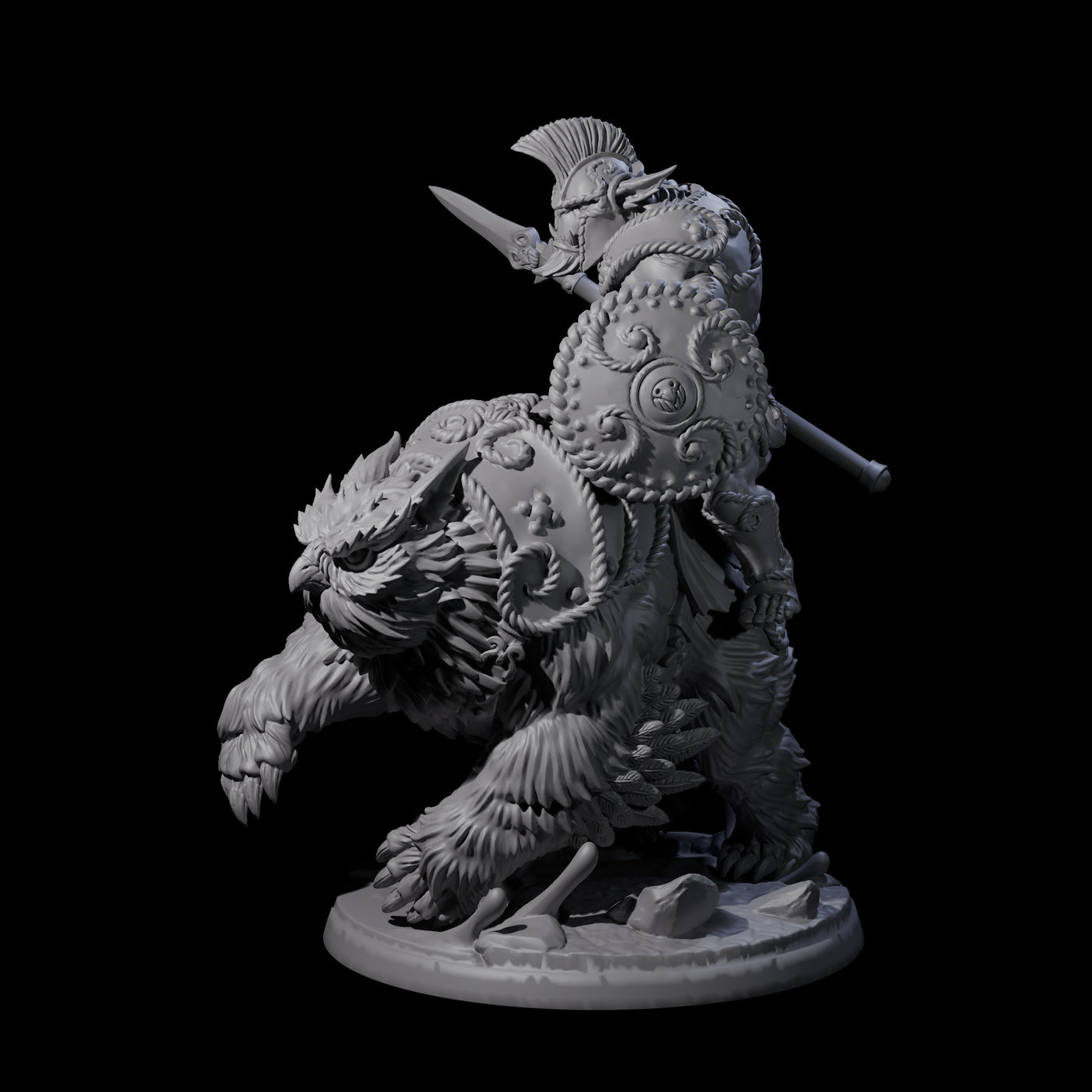 Raging Bugbear mounted on Owlbear A Miniature for Dungeons and Dragons, Pathfinder or other TTRPGs