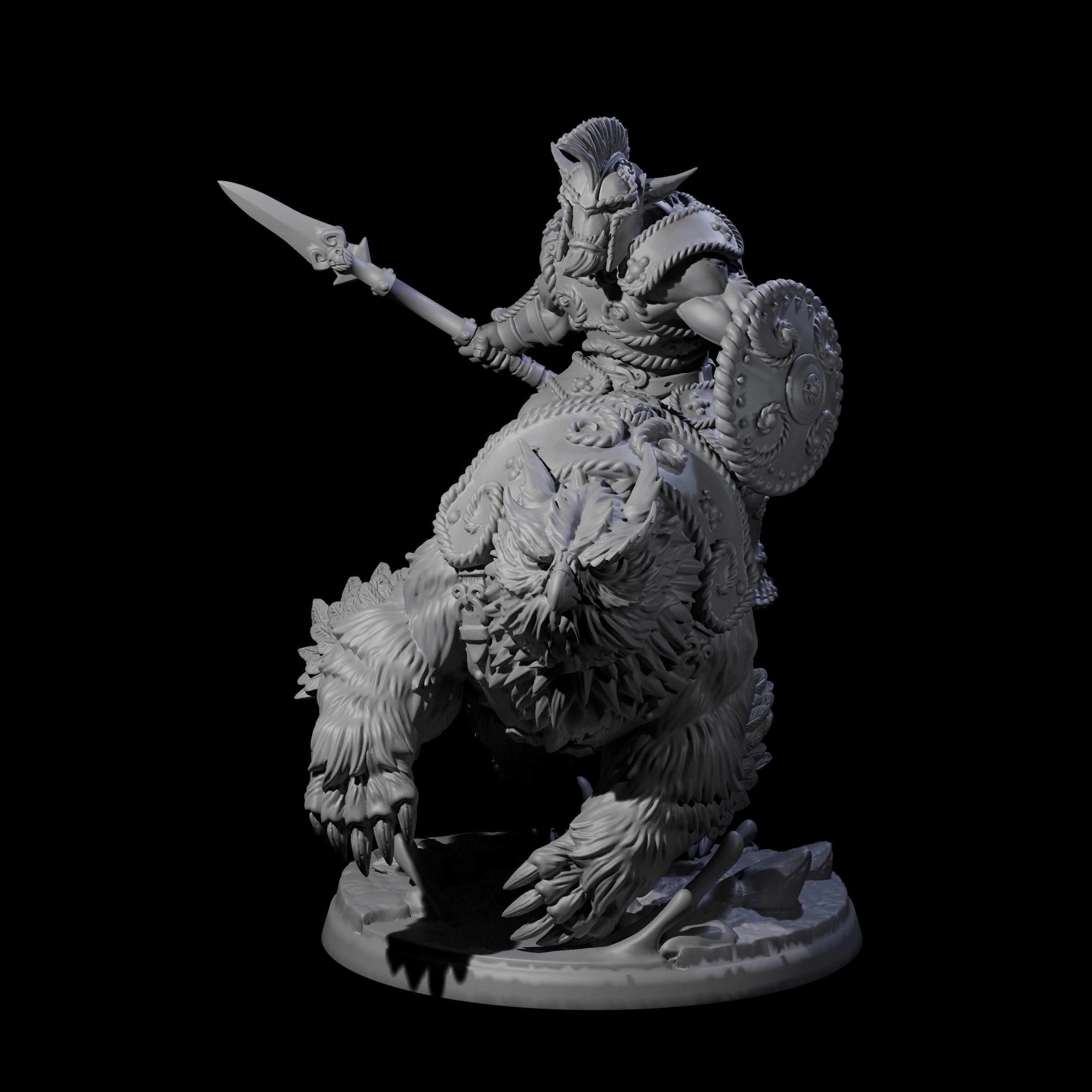 Raging Bugbear mounted on Owlbear A Miniature for Dungeons and Dragons, Pathfinder or other TTRPGs