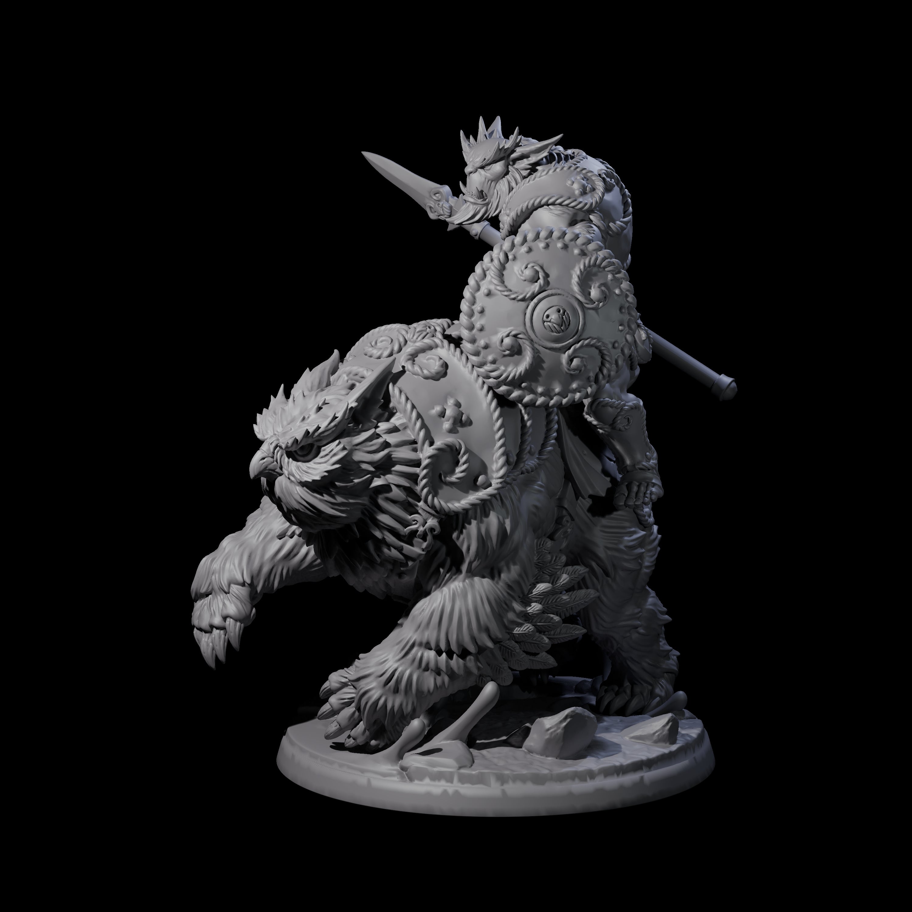 Raging Bugbear mounted on Owlbear A Miniature for Dungeons and Dragons, Pathfinder or other TTRPGs