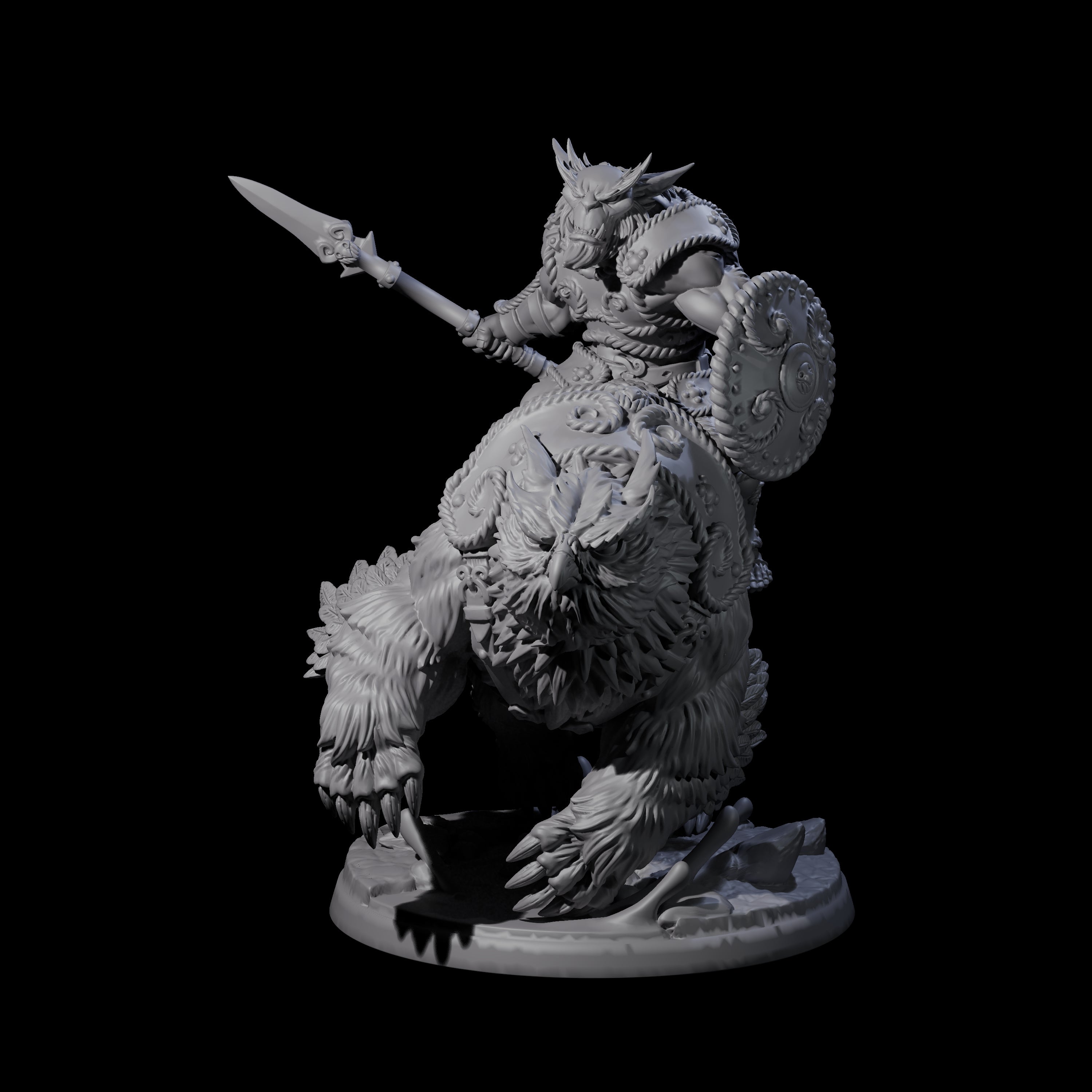 Raging Bugbear mounted on Owlbear A Miniature for Dungeons and Dragons, Pathfinder or other TTRPGs