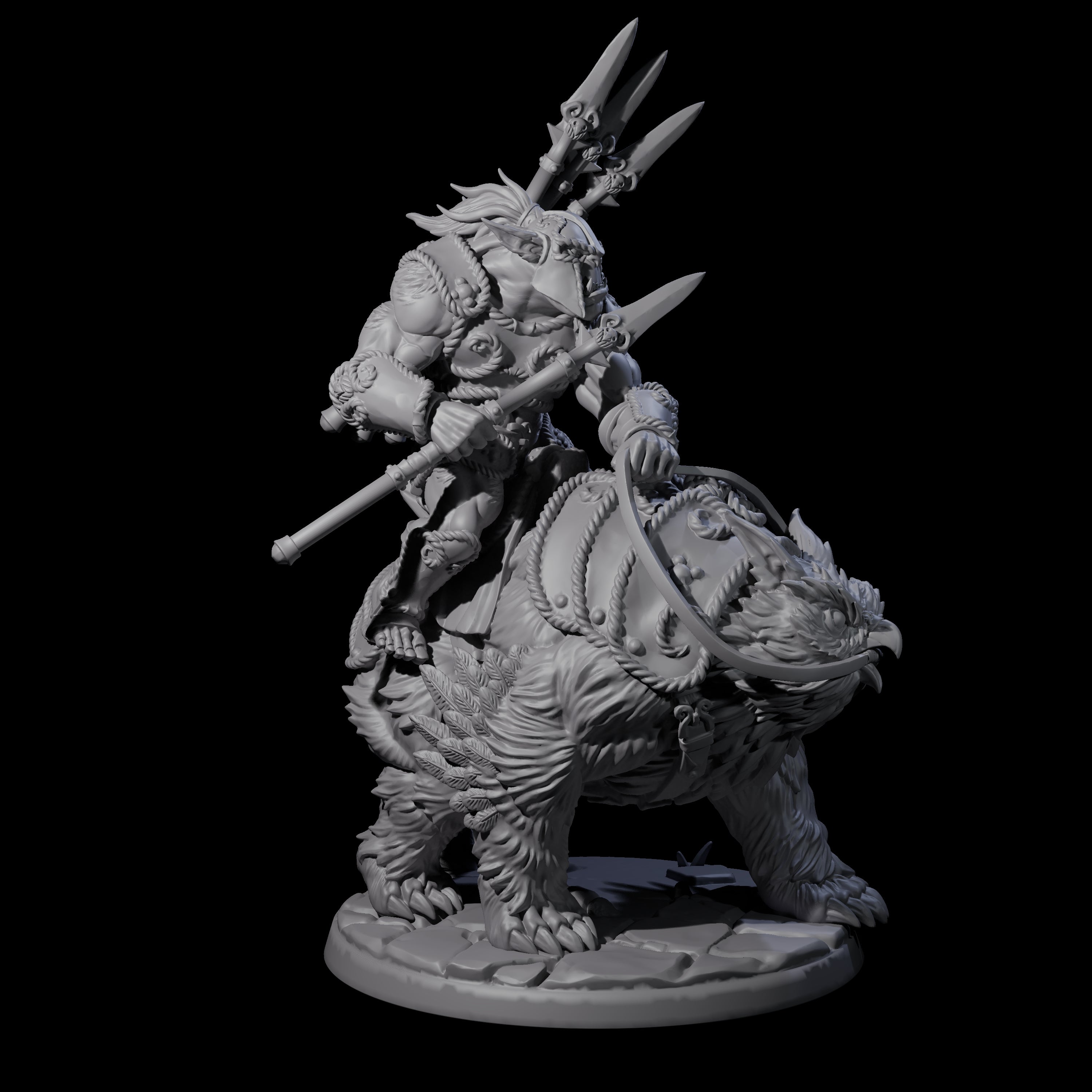 Raging Bugbear mounted on Owlbear B Miniature for Dungeons and Dragons, Pathfinder or other TTRPGs