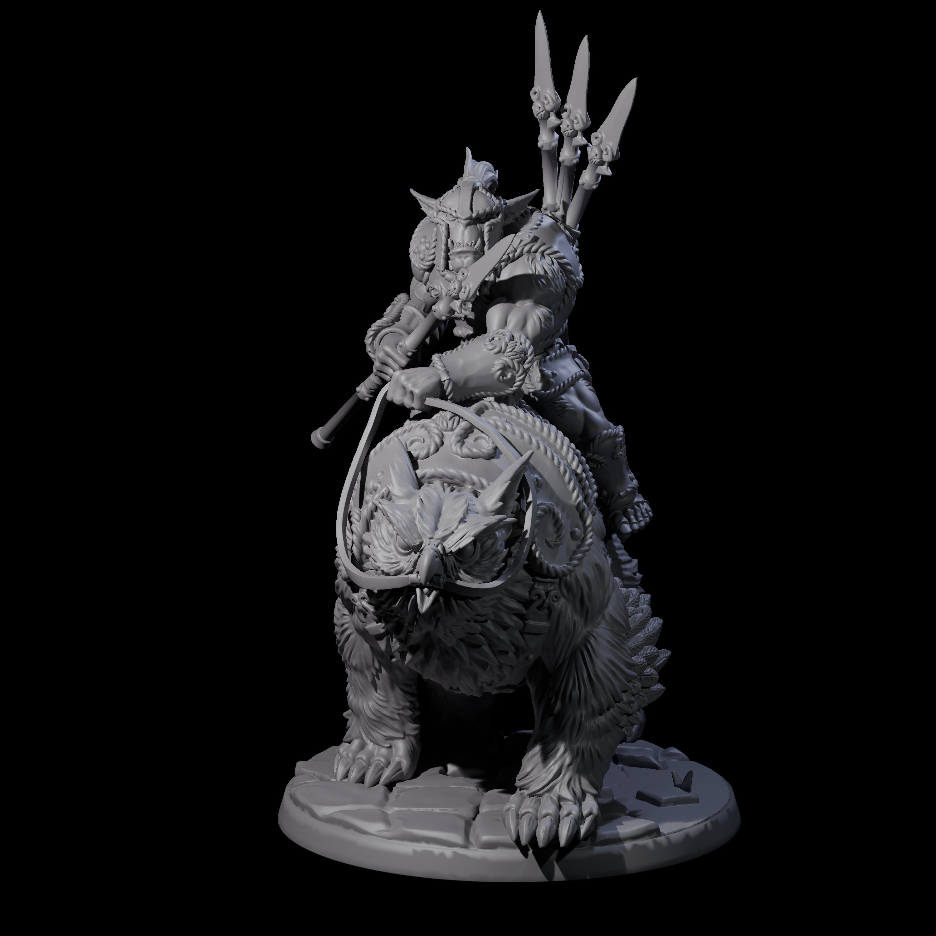 Raging Bugbear mounted on Owlbear B Miniature for Dungeons and Dragons, Pathfinder or other TTRPGs