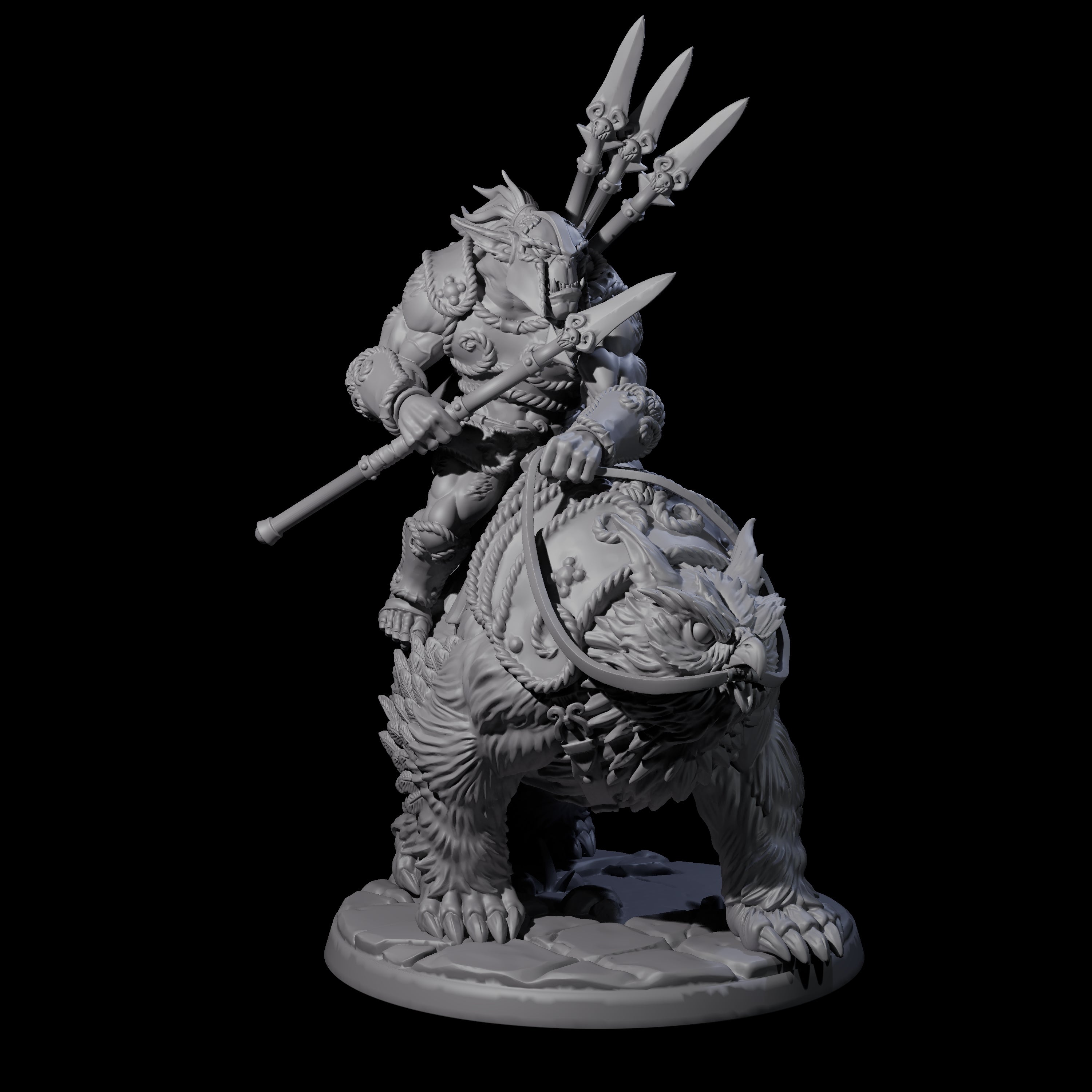 Raging Bugbear mounted on Owlbear B Miniature for Dungeons and Dragons, Pathfinder or other TTRPGs