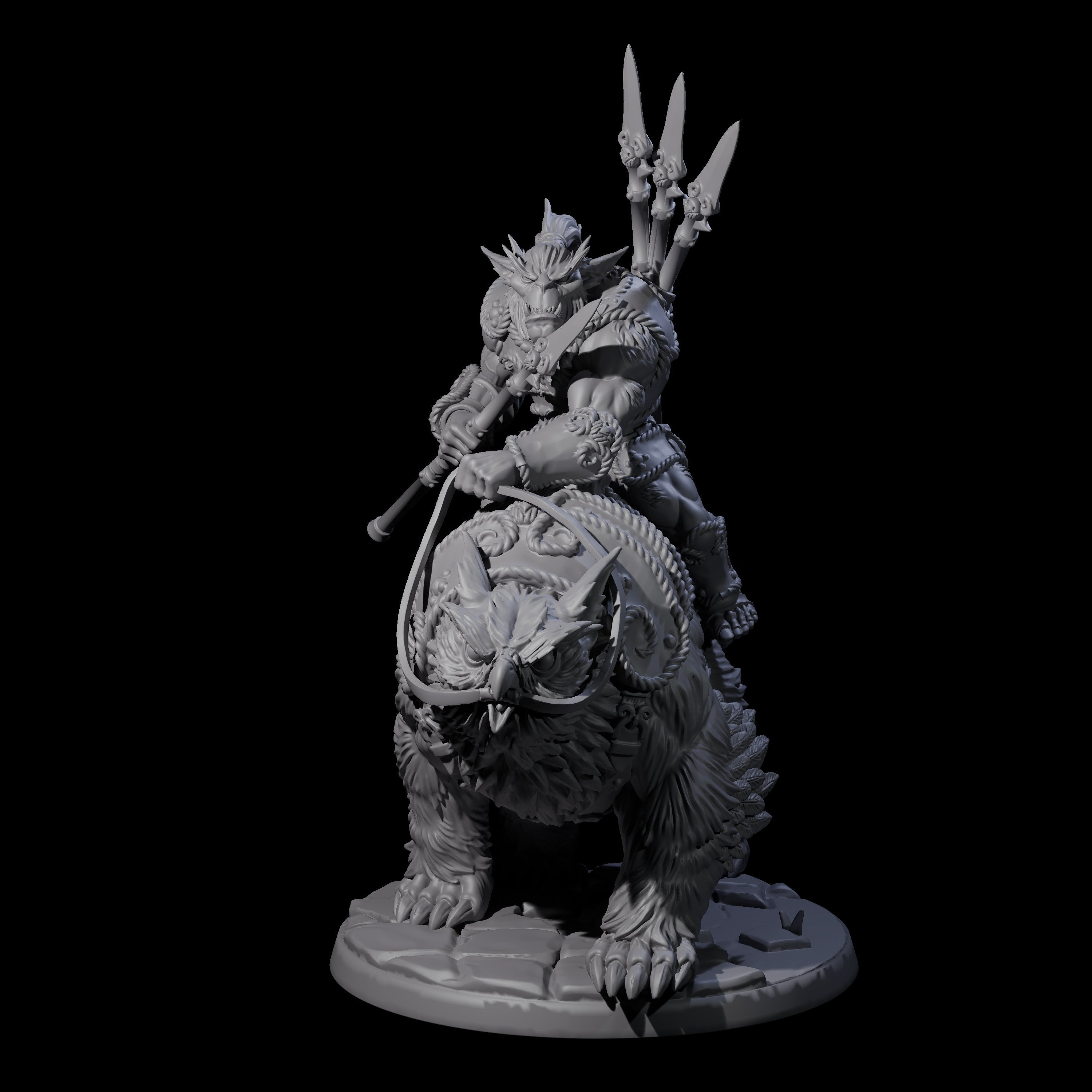 Raging Bugbear mounted on Owlbear B Miniature for Dungeons and Dragons, Pathfinder or other TTRPGs