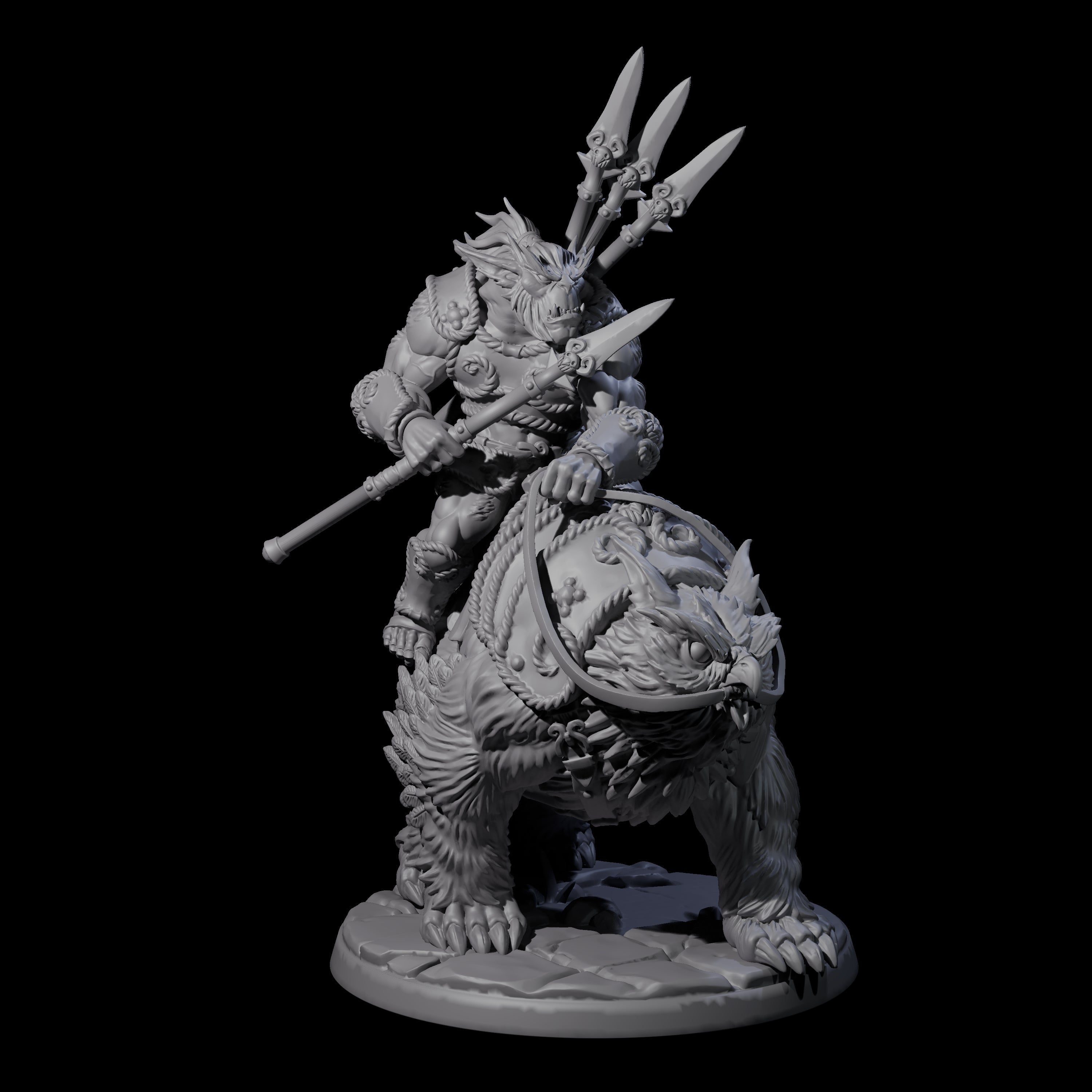 Raging Bugbear mounted on Owlbear B Miniature for Dungeons and Dragons, Pathfinder or other TTRPGs