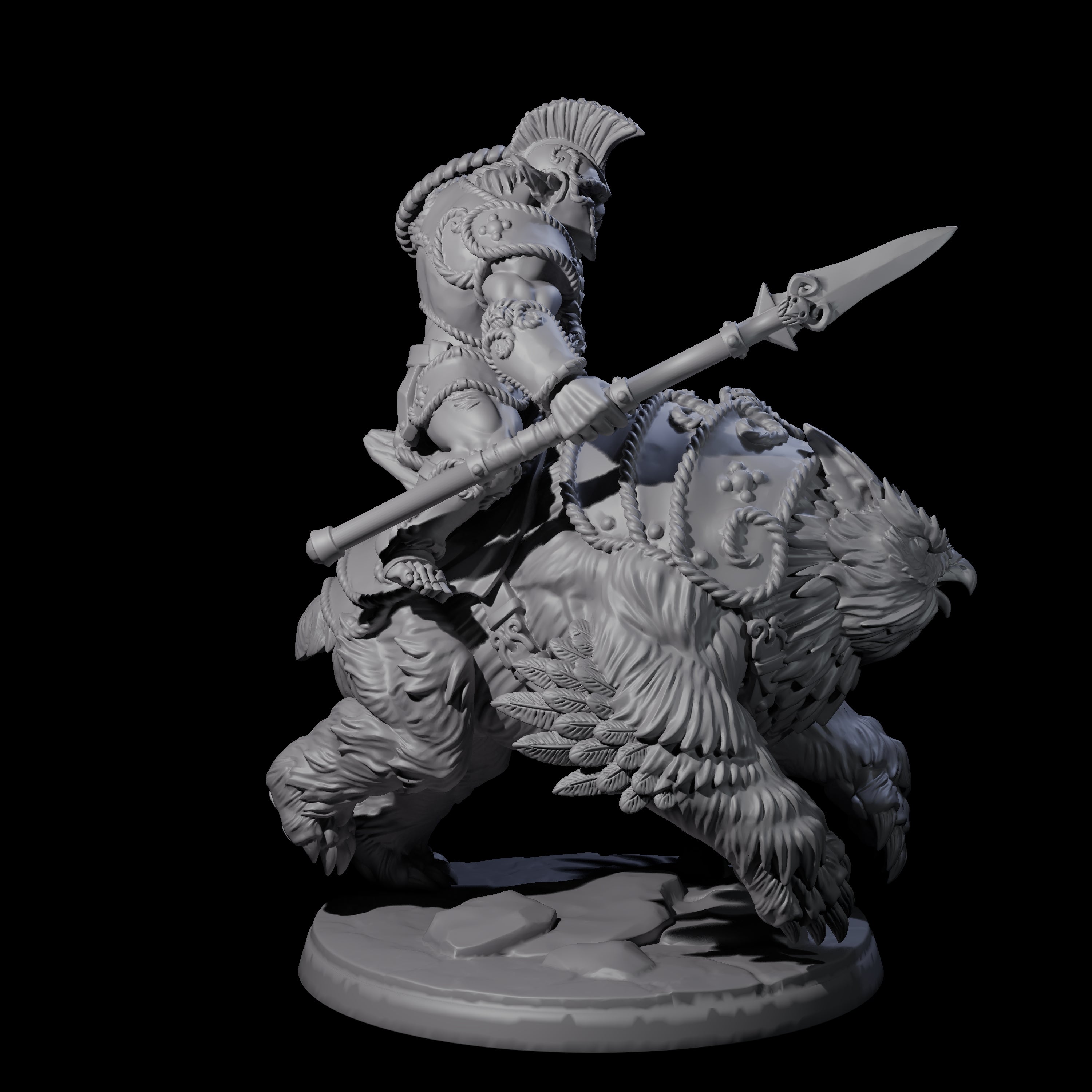 Raging Bugbear mounted on Owlbear C Miniature for Dungeons and Dragons, Pathfinder or other TTRPGs