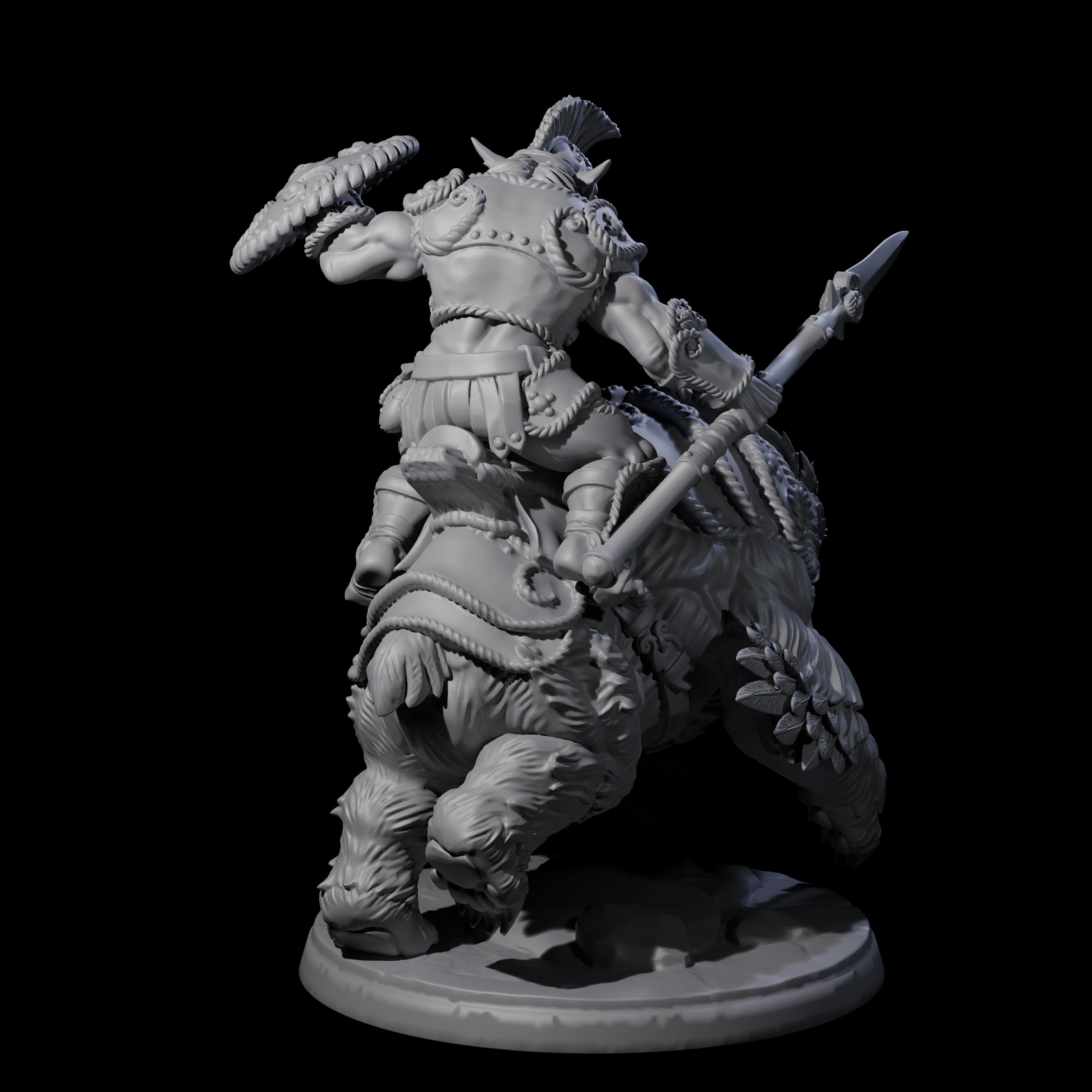 Raging Bugbear mounted on Owlbear C Miniature for Dungeons and Dragons, Pathfinder or other TTRPGs