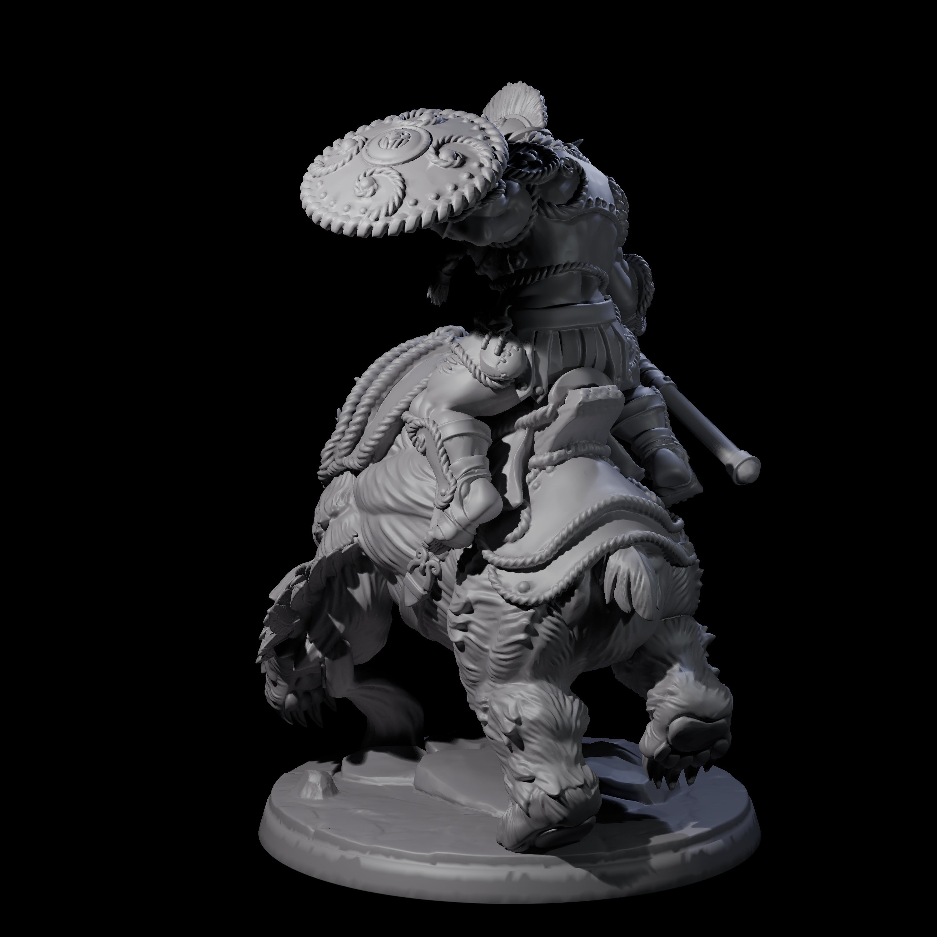 Raging Bugbear mounted on Owlbear C Miniature for Dungeons and Dragons, Pathfinder or other TTRPGs