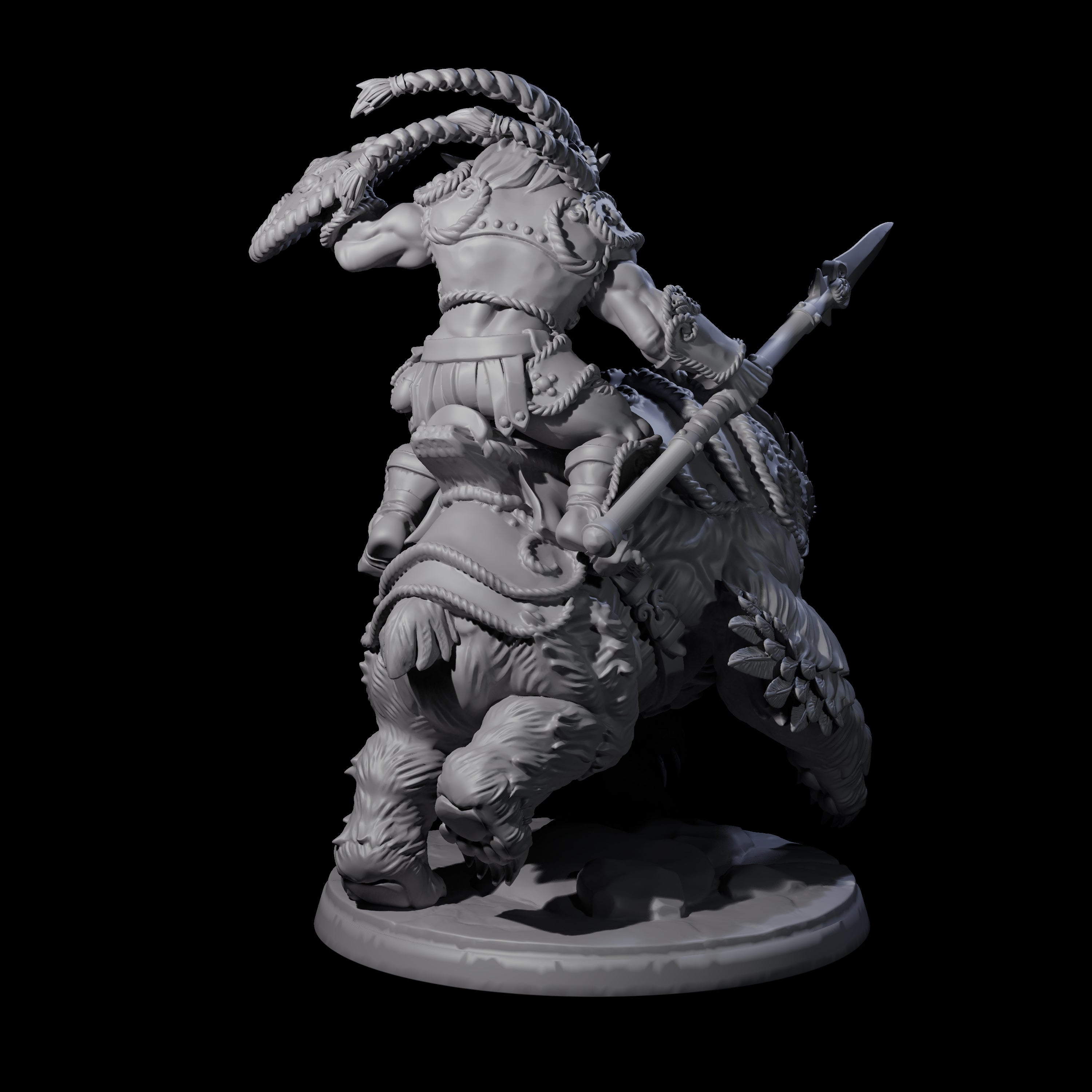 Raging Bugbear mounted on Owlbear C Miniature for Dungeons and Dragons, Pathfinder or other TTRPGs