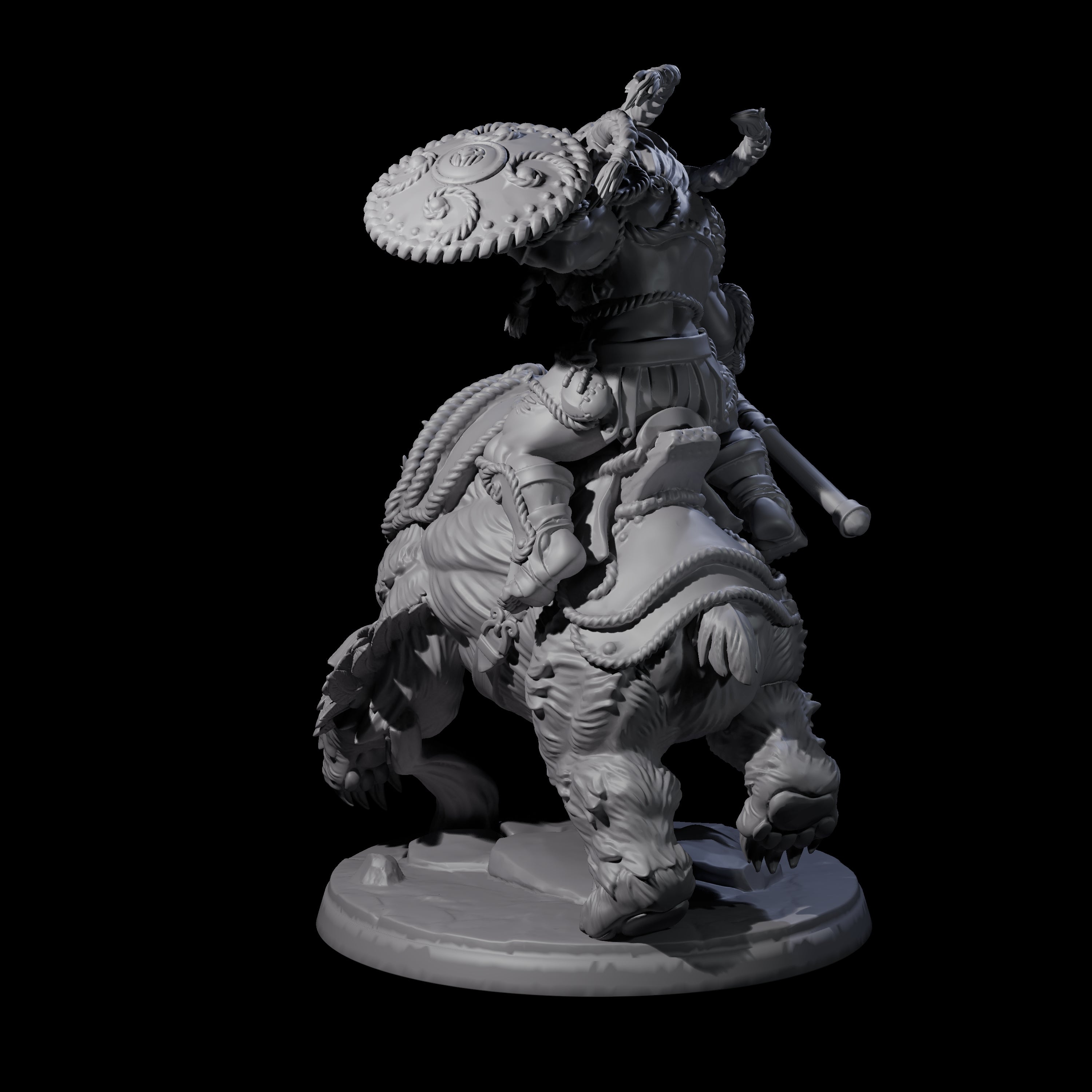 Raging Bugbear mounted on Owlbear C Miniature for Dungeons and Dragons, Pathfinder or other TTRPGs