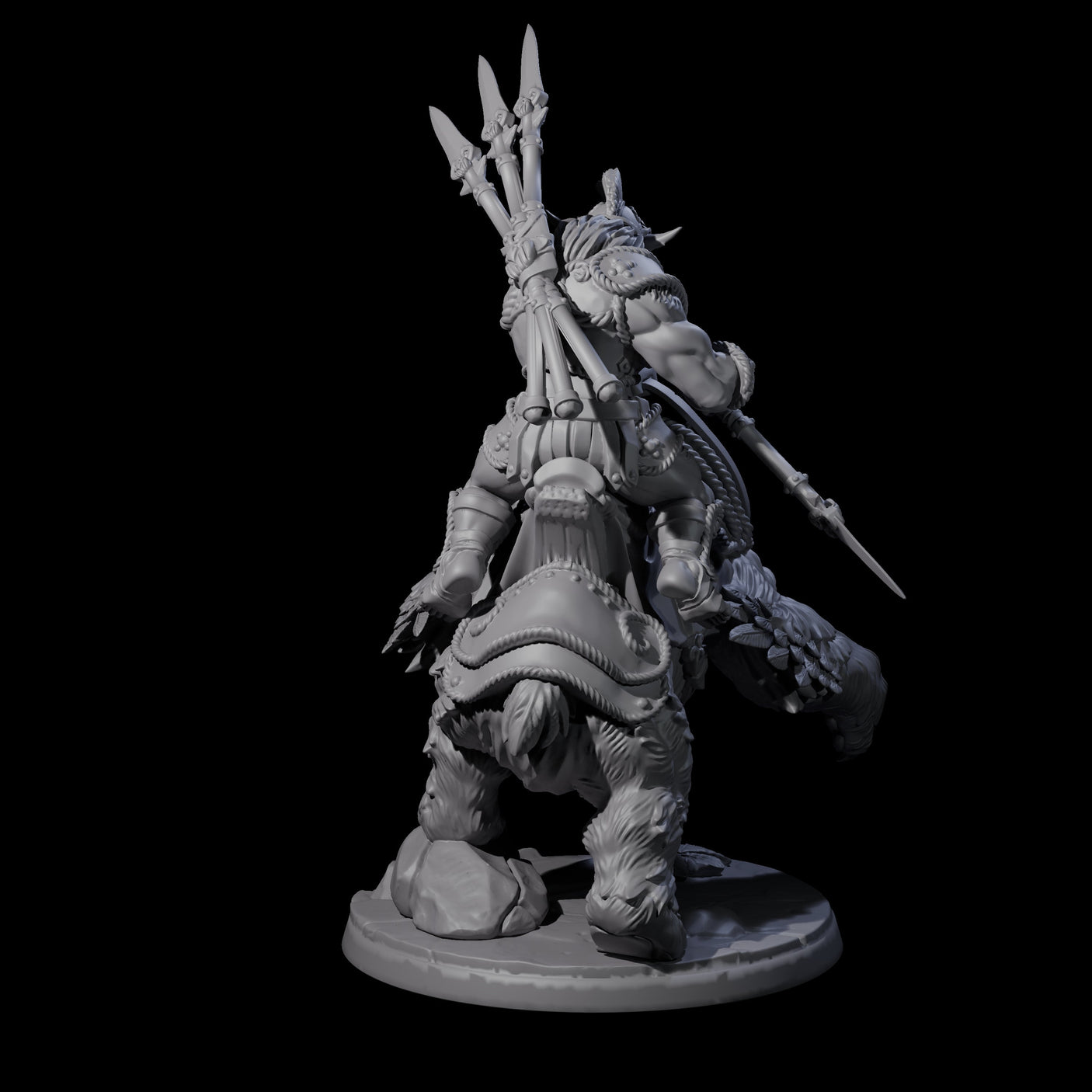 Raging Bugbear mounted on Owlbear D Miniature for Dungeons and Dragons, Pathfinder or other TTRPGs