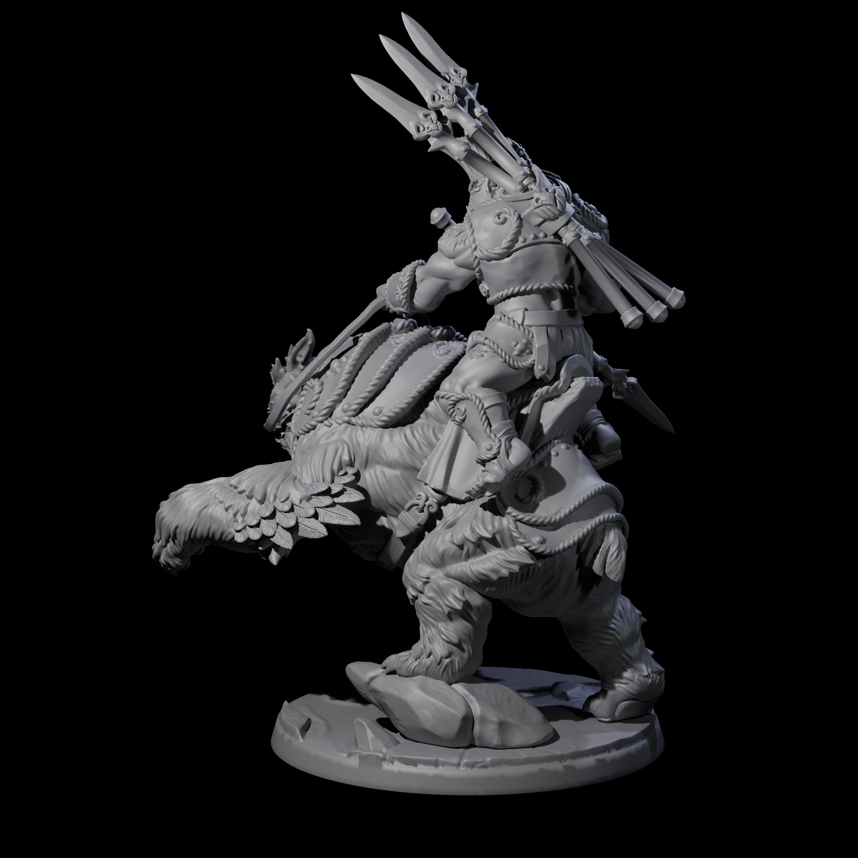 Raging Bugbear mounted on Owlbear D Miniature for Dungeons and Dragons, Pathfinder or other TTRPGs