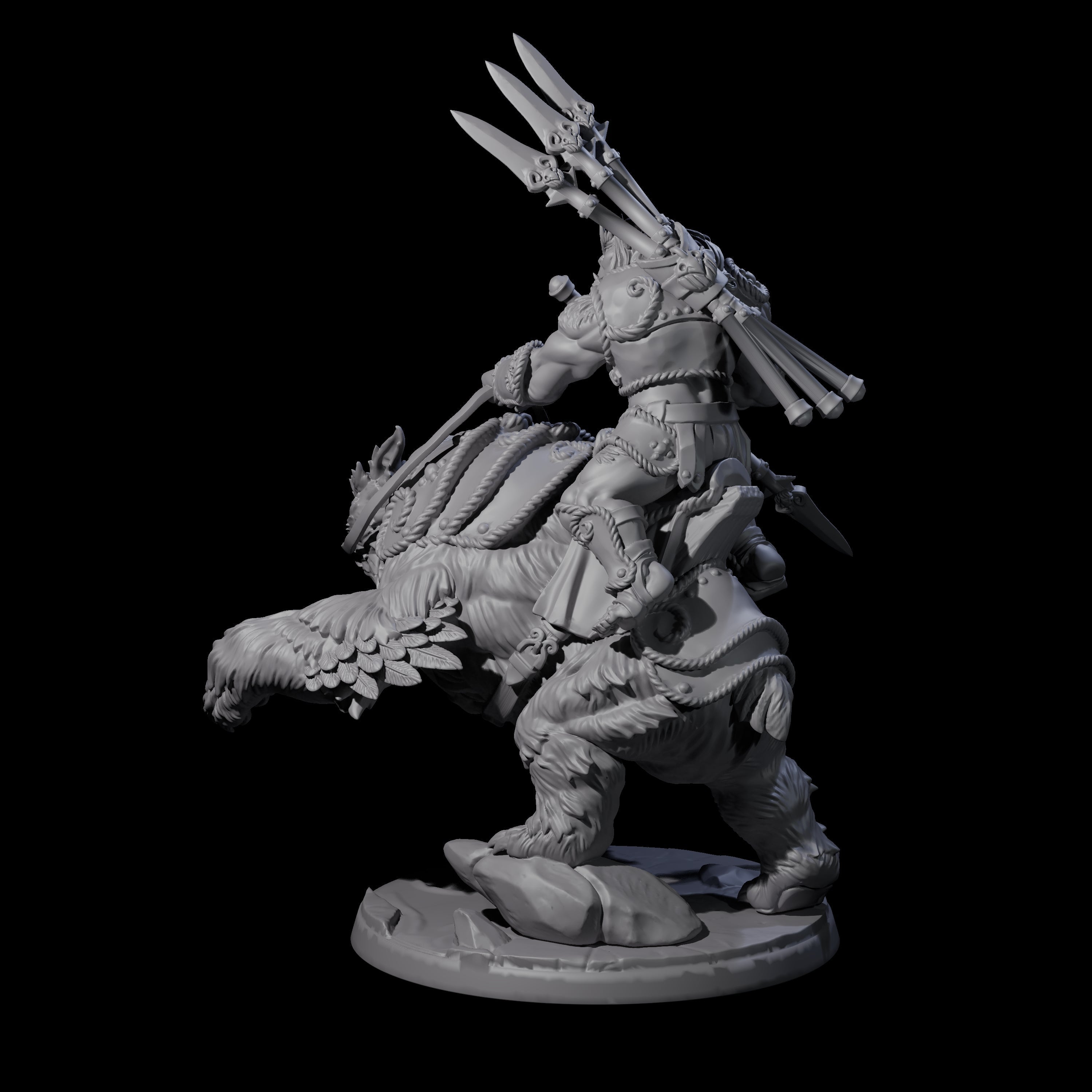 Raging Bugbear mounted on Owlbear D Miniature for Dungeons and Dragons, Pathfinder or other TTRPGs