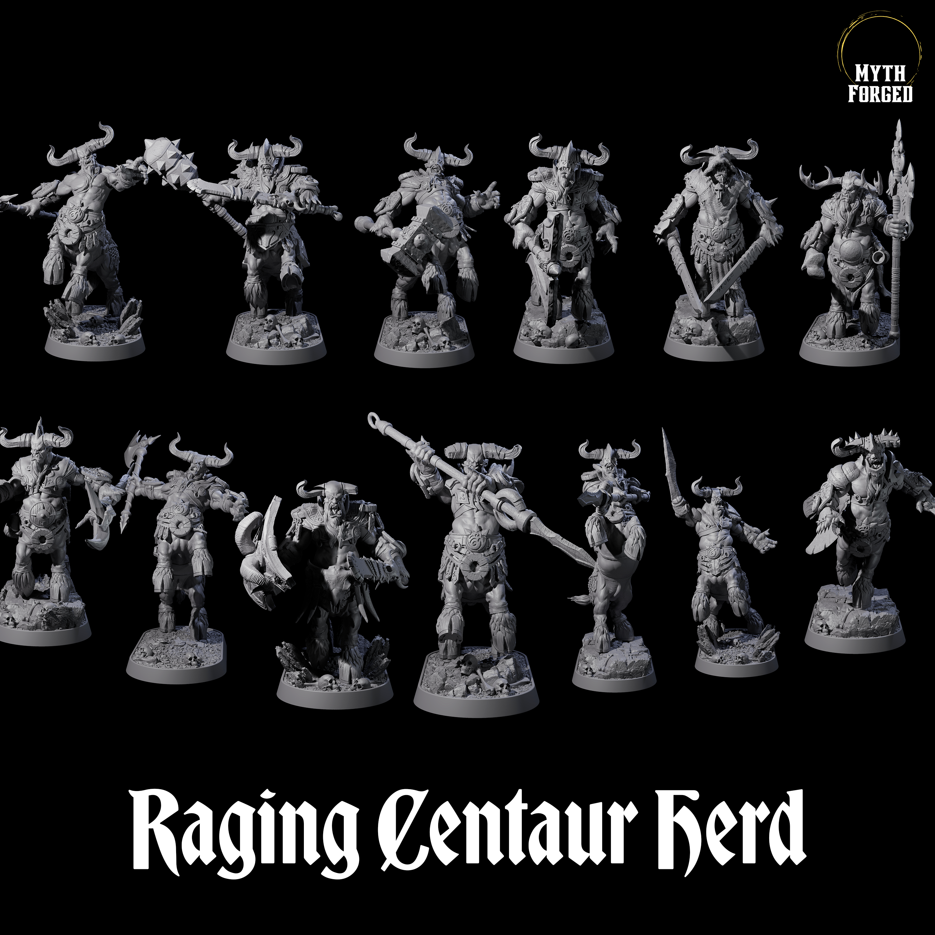 Raging Centaur Herd Miniature for Dungeons and Dragons, Pathfinder or other TTRPGs