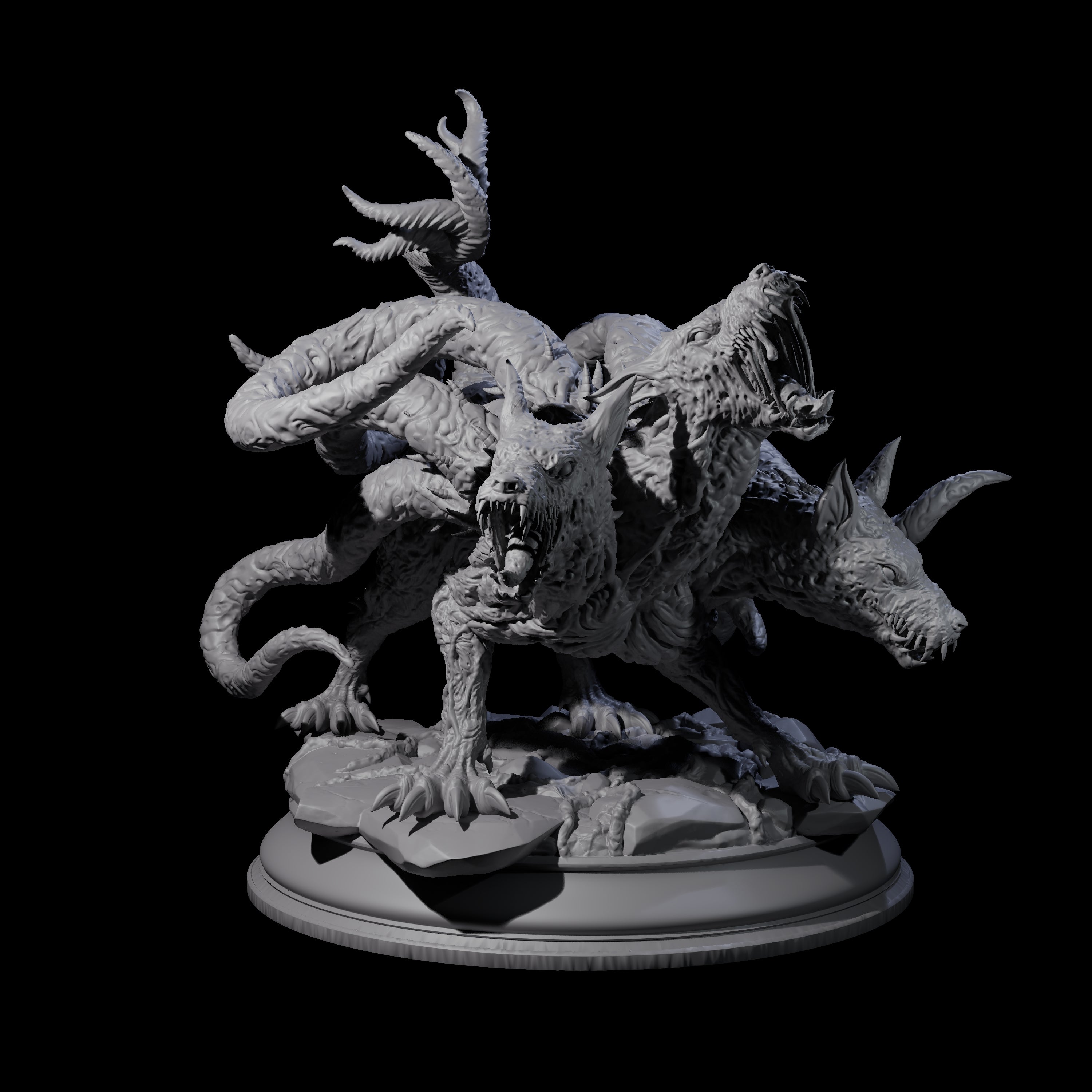 Raging Cerberus Miniature for Dungeons and Dragons, Pathfinder or other TTRPGs