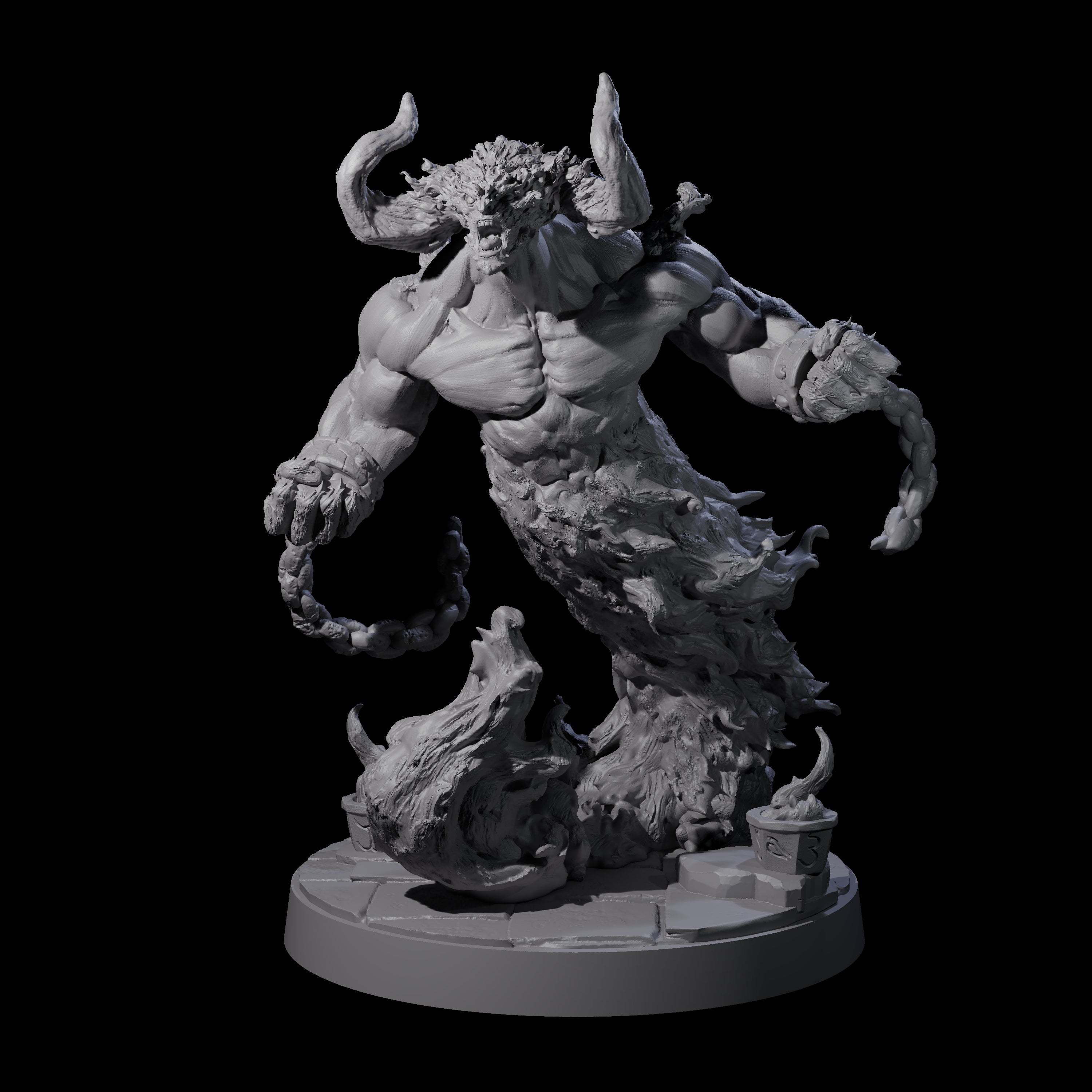 Raging Fire Djinni Miniature for Dungeons and Dragons, Pathfinder or other TTRPGs