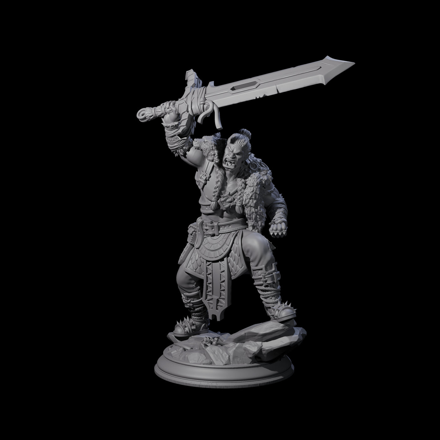 Raging Orc Champion Miniature for Dungeons and Dragons, Pathfinder or other TTRPGs