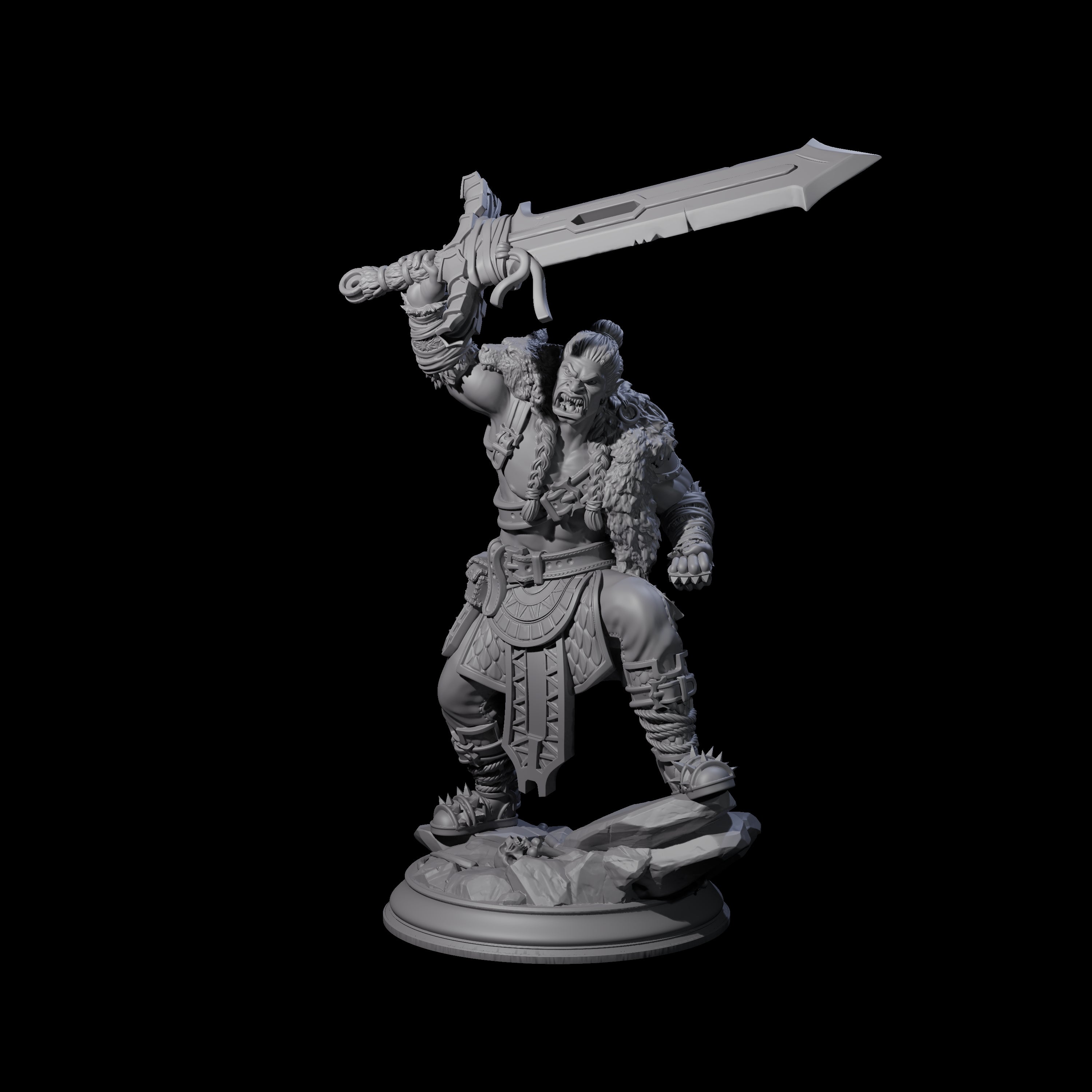 Raging Orc Champion Miniature for Dungeons and Dragons, Pathfinder or other TTRPGs