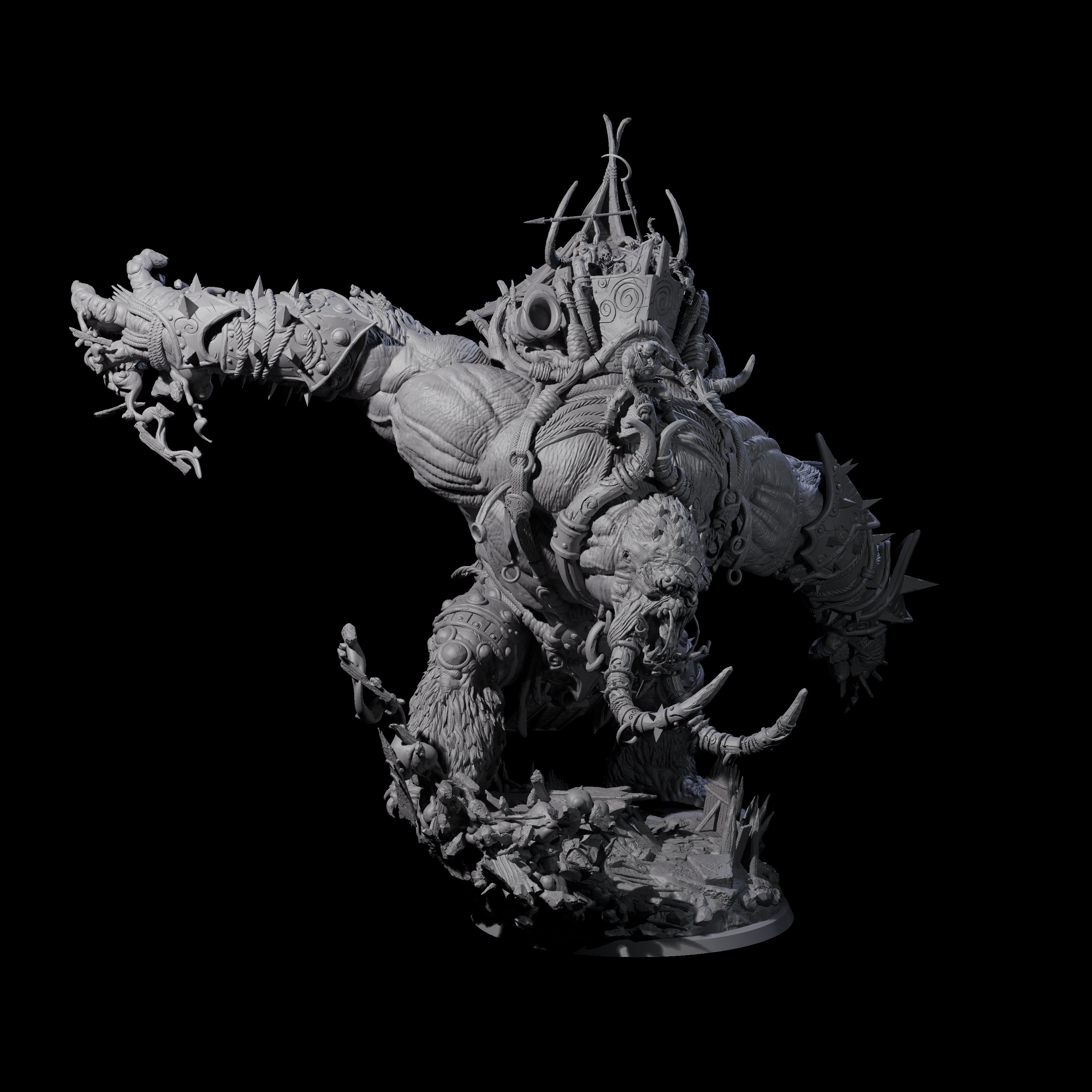 Rampaging Horned Cave Troll Miniature for Dungeons and Dragons, Pathfinder or other TTRPGs