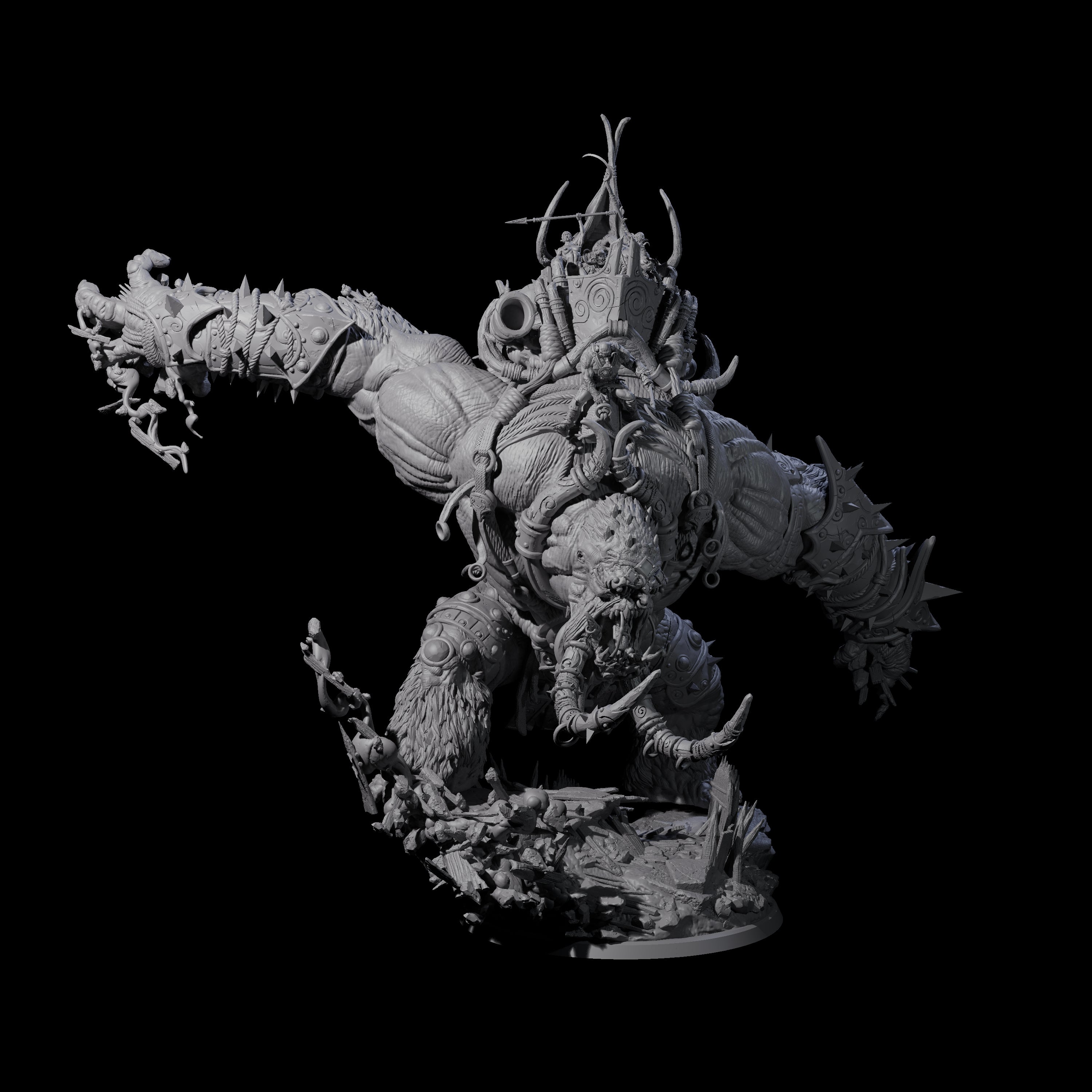 Rampaging Horned Cave Troll Miniature for Dungeons and Dragons, Pathfinder or other TTRPGs