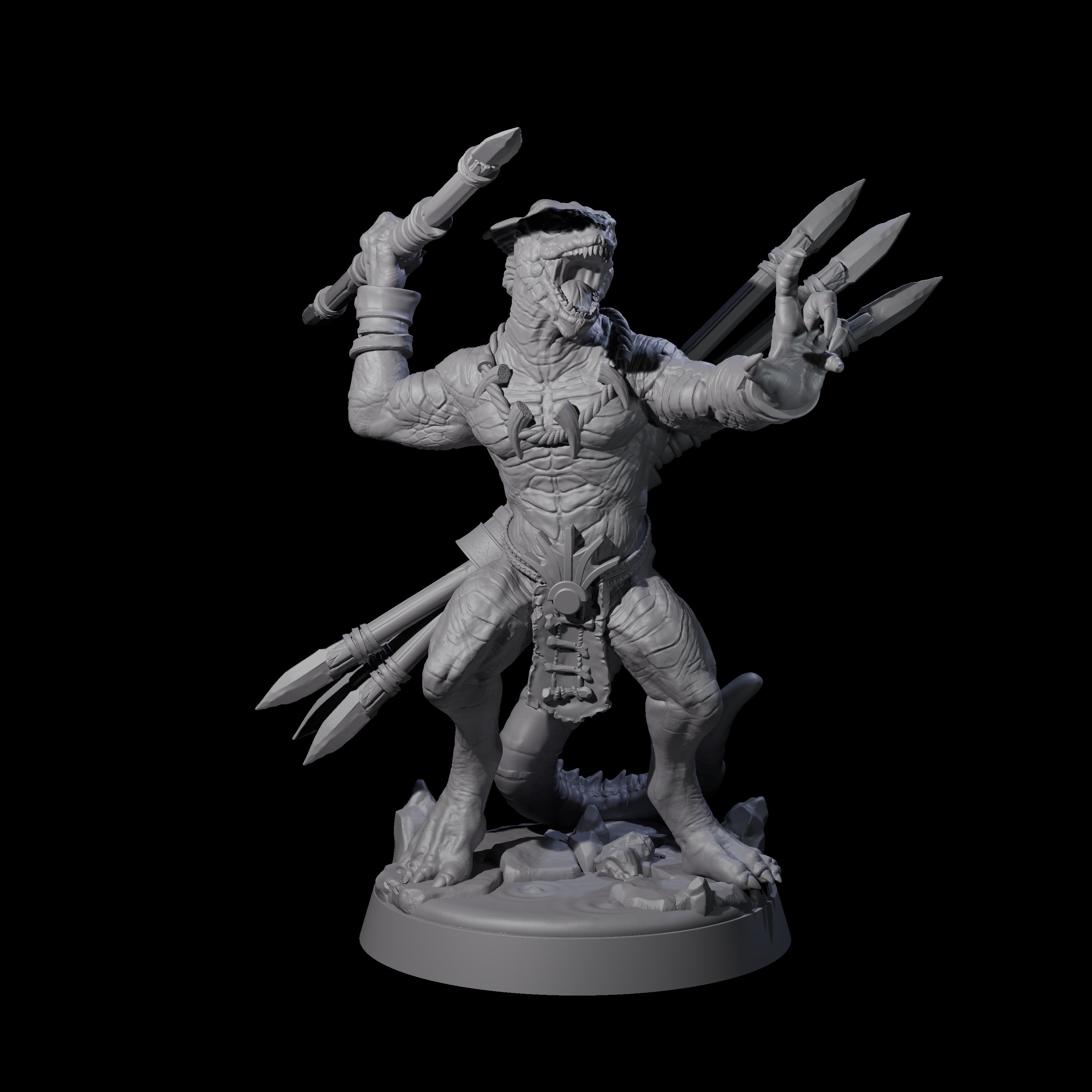 Rampaging Lizardfolk E Miniature for Dungeons and Dragons, Pathfinder or other TTRPGs