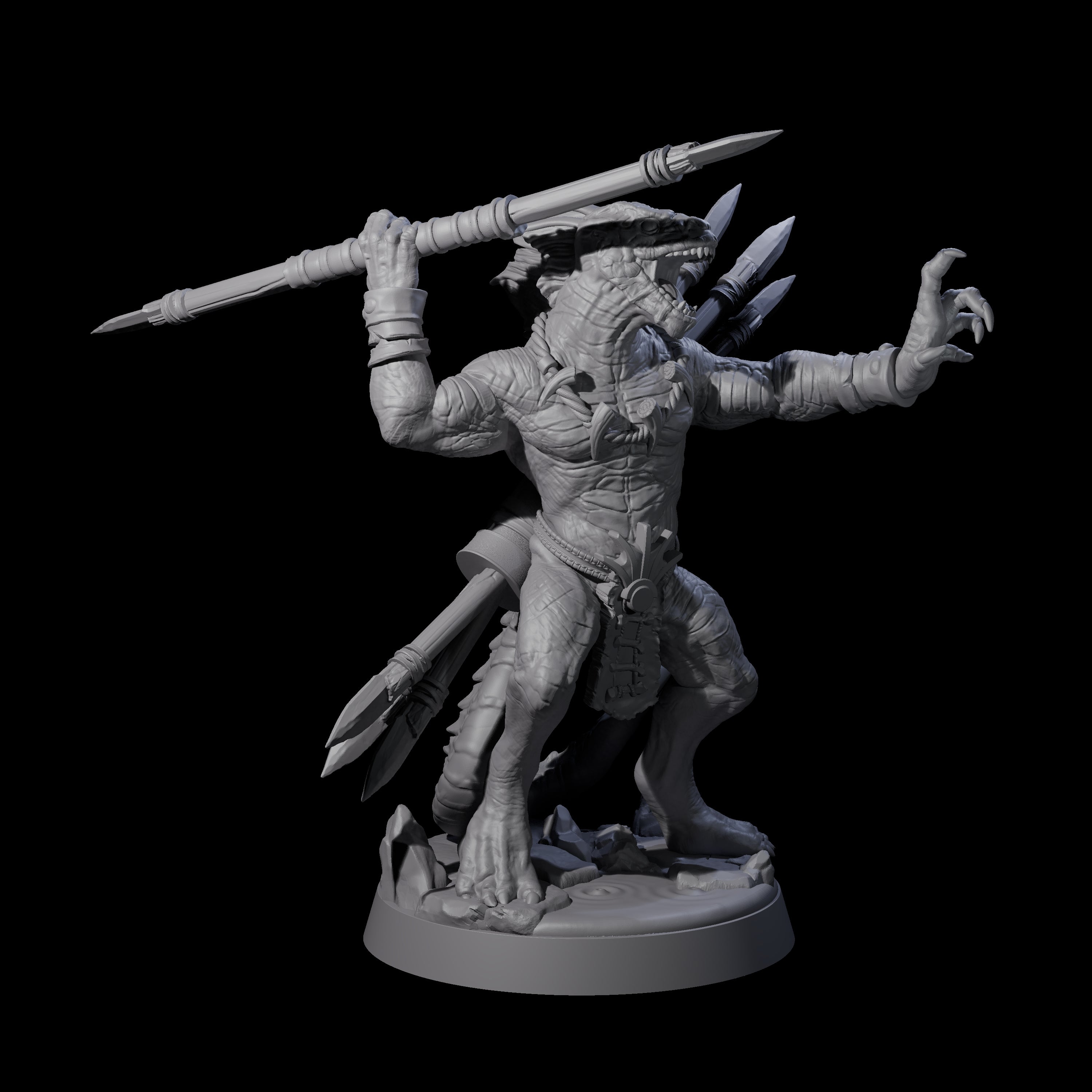 Rampaging Lizardfolk E Miniature for Dungeons and Dragons, Pathfinder or other TTRPGs