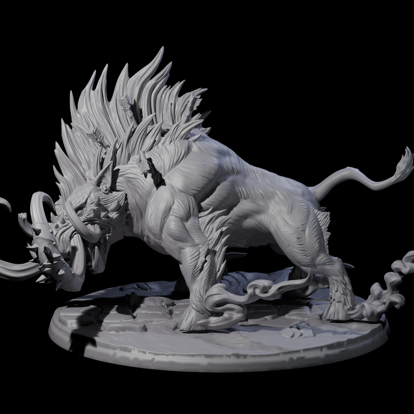 Rampaging Mega Giant Hog Miniature for Dungeons and Dragons, Pathfinder or other TTRPGs