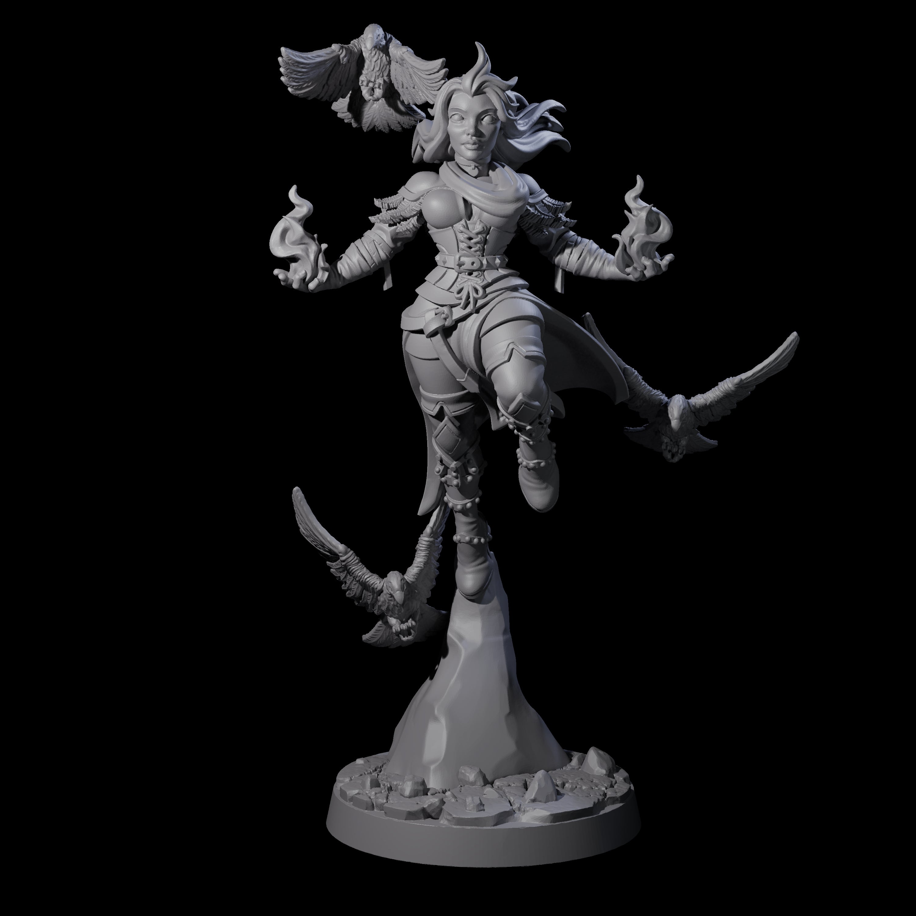Raven Loving Druid Miniature for Dungeons and Dragons, Pathfinder or other TTRPGs