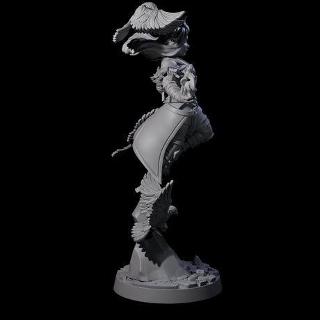 Raven Loving Druid Miniature for Dungeons and Dragons, Pathfinder or other TTRPGs