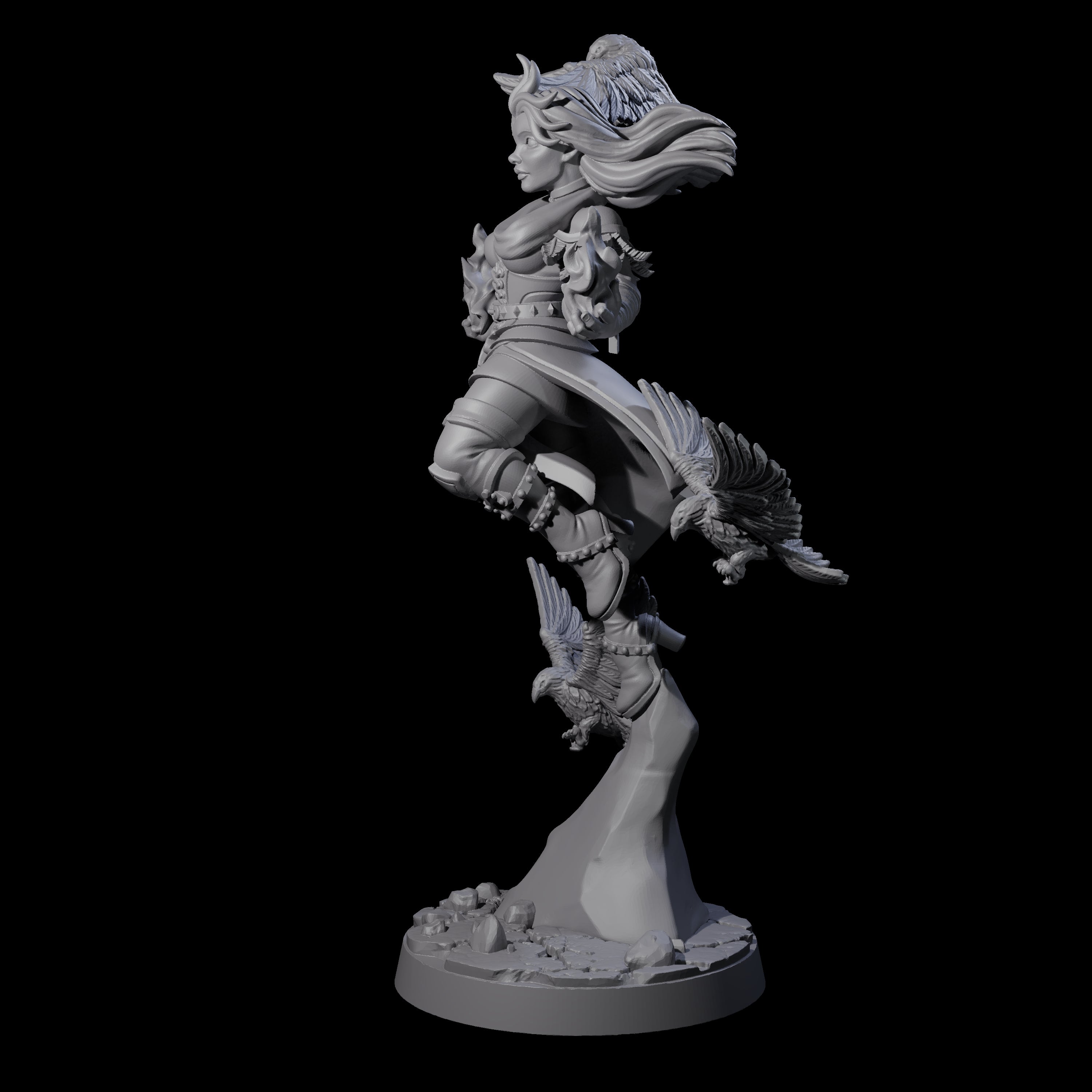 Raven Loving Druid Miniature for Dungeons and Dragons, Pathfinder or other TTRPGs