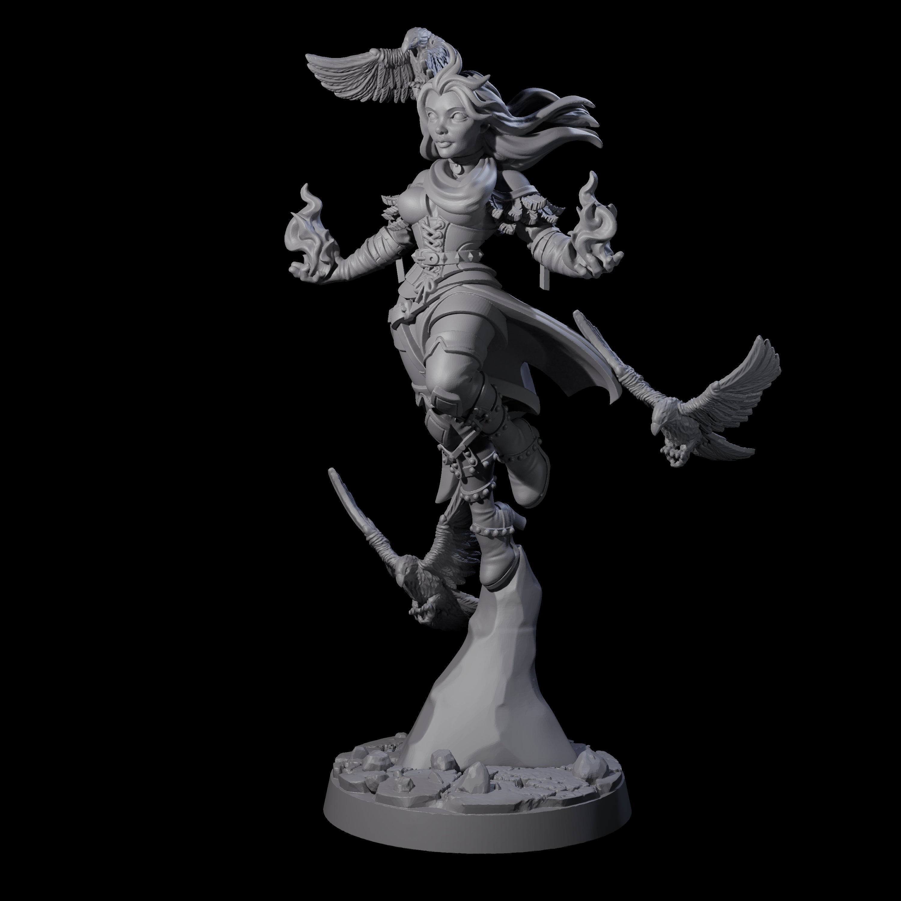 Raven Loving Druid Miniature for Dungeons and Dragons, Pathfinder or other TTRPGs