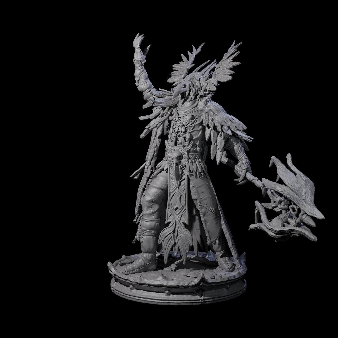 Raven Masked Master Dark Elf Druid Miniature for Dungeons and Dragons, Pathfinder or other TTRPGs