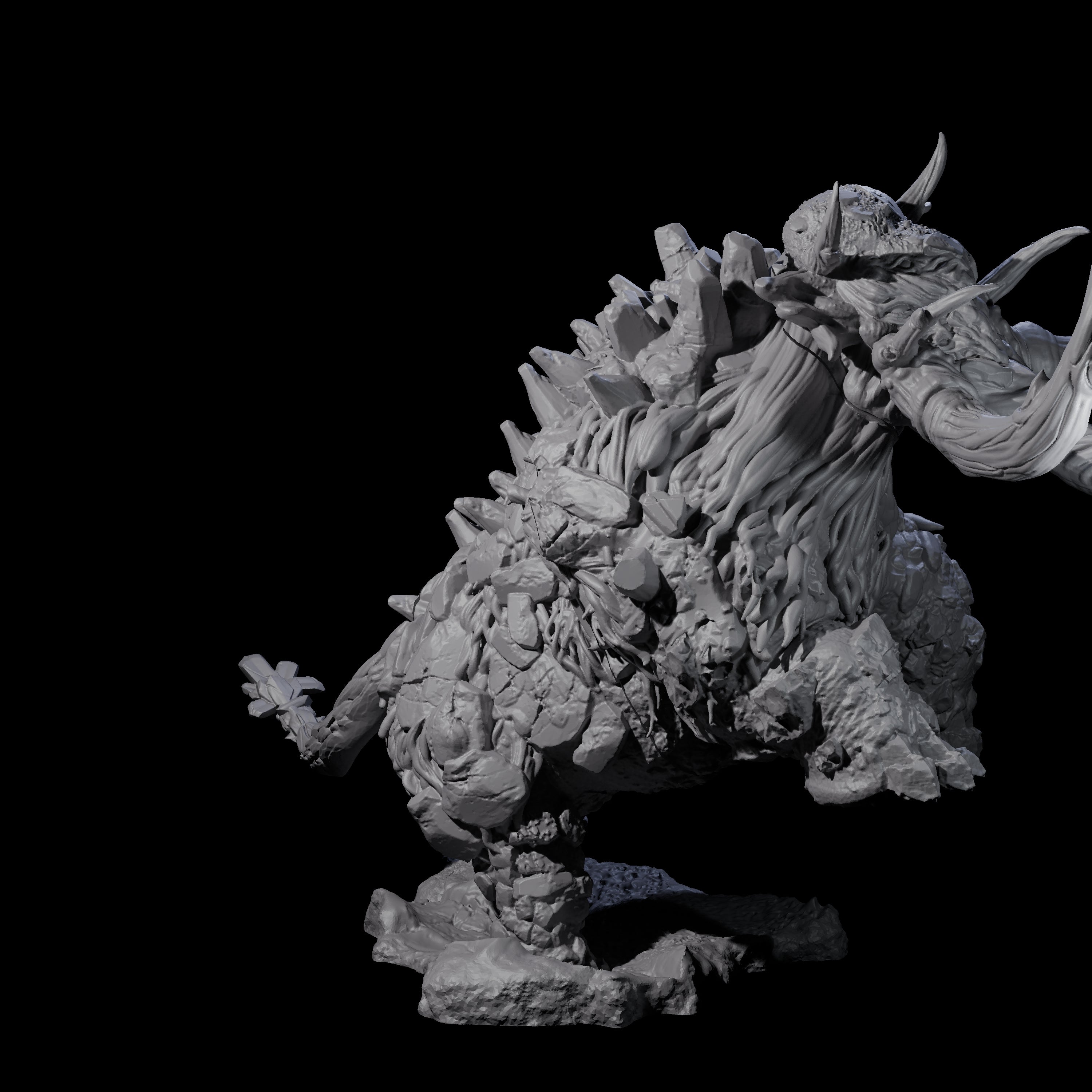 Rearing Stone Wooly Mammoth Miniature for Dungeons and Dragons, Pathfinder or other TTRPGs