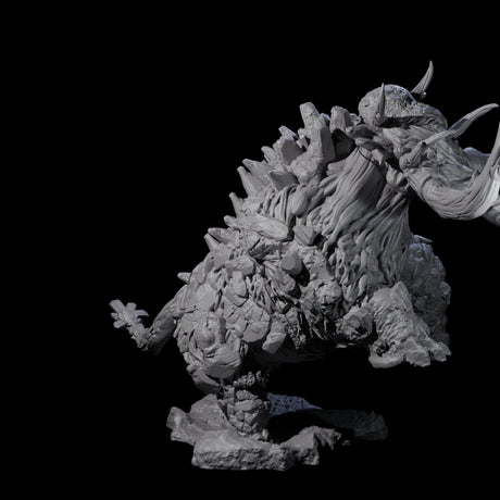 Rearing Stone Wooly Mammoth Miniature for Dungeons and Dragons, Pathfinder or other TTRPGs