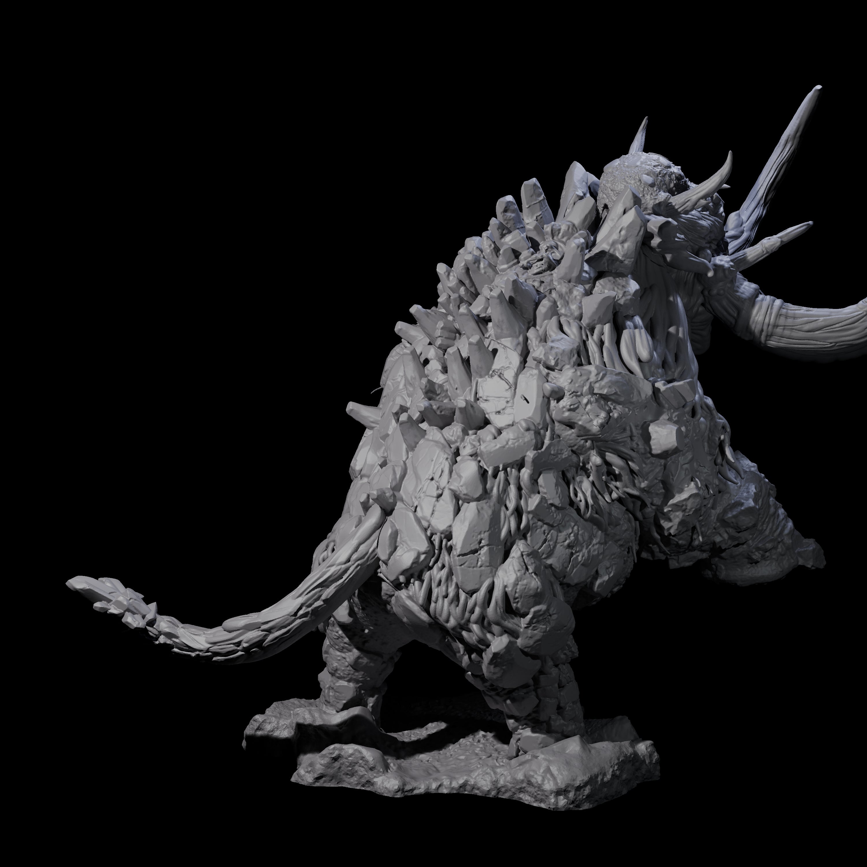 Rearing Stone Wooly Mammoth Miniature for Dungeons and Dragons, Pathfinder or other TTRPGs
