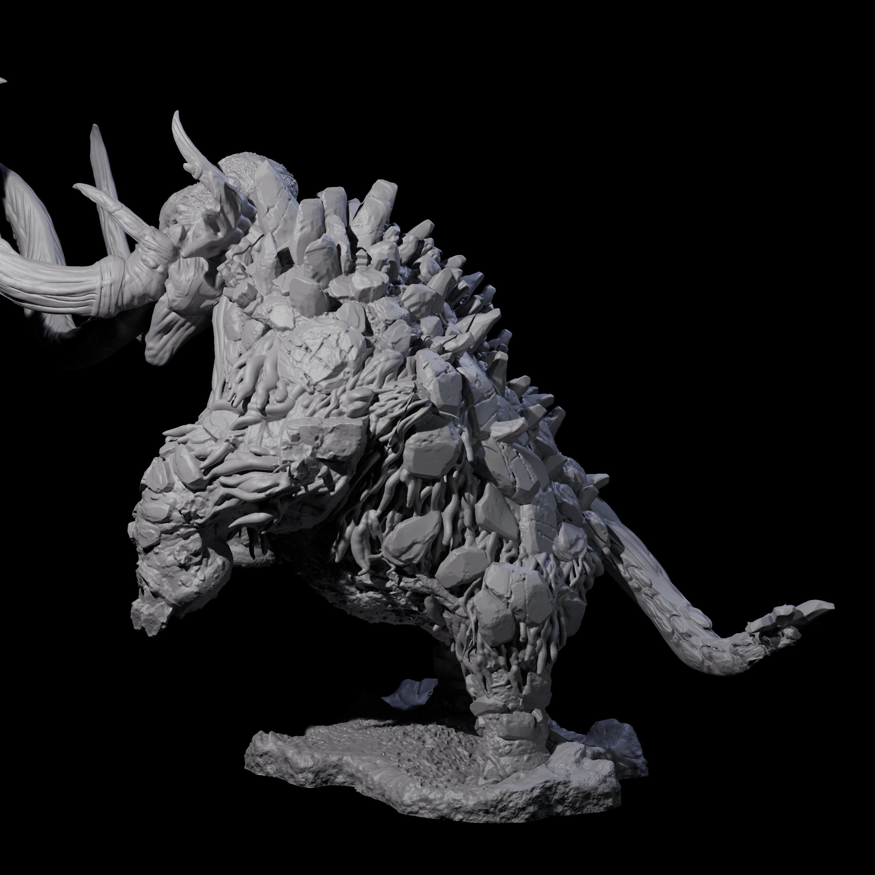 Rearing Stone Wooly Mammoth Miniature for Dungeons and Dragons, Pathfinder or other TTRPGs