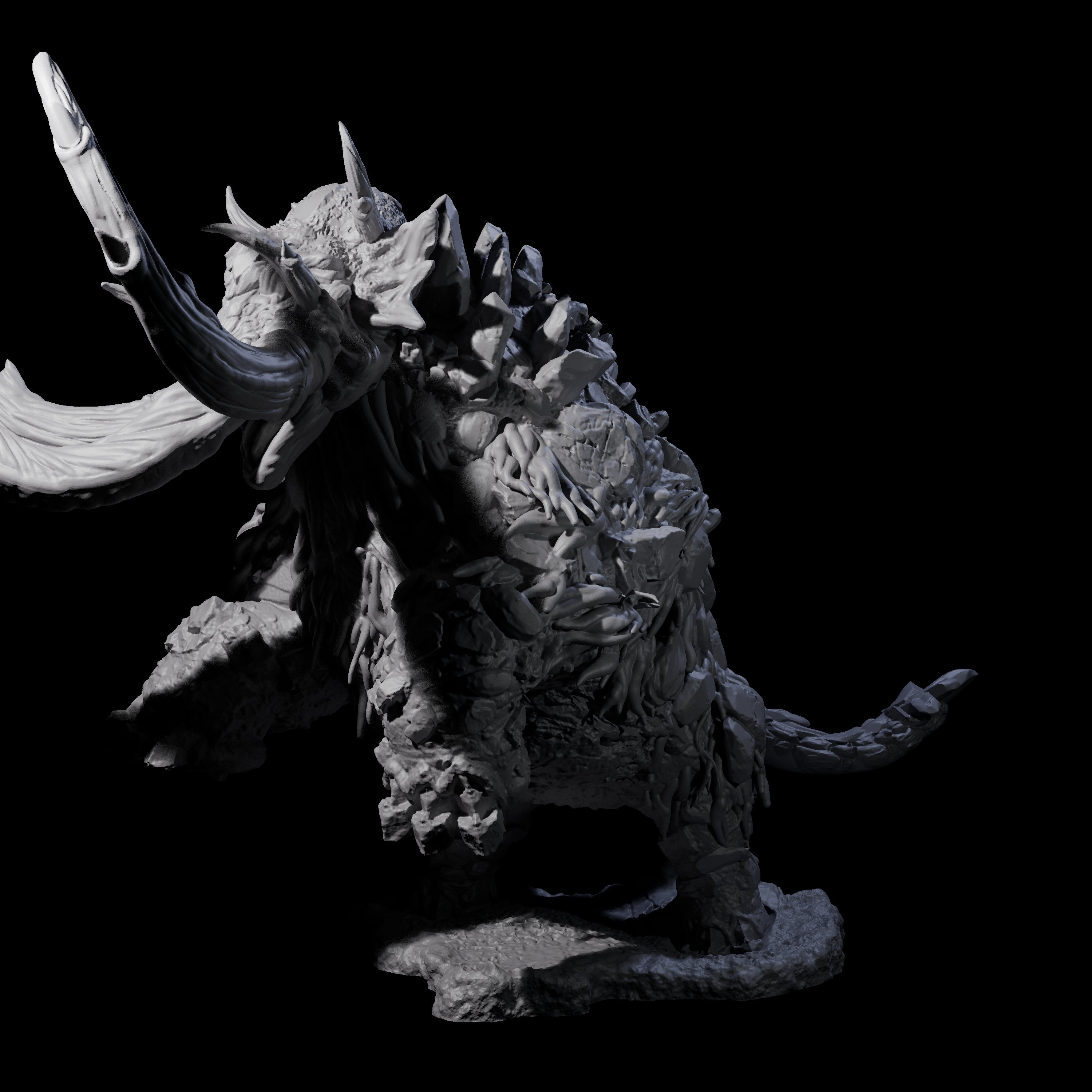 Rearing Stone Wooly Mammoth Miniature for Dungeons and Dragons, Pathfinder or other TTRPGs