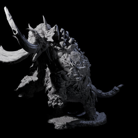 Rearing Stone Wooly Mammoth Miniature for Dungeons and Dragons, Pathfinder or other TTRPGs